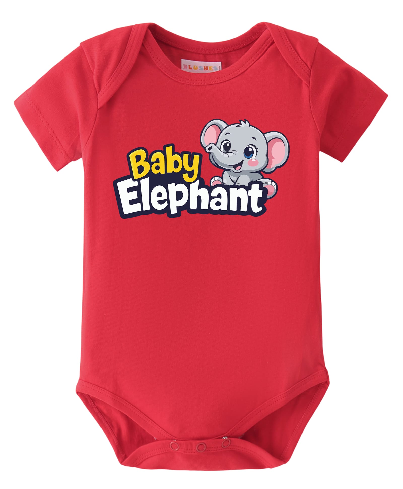 BLUSHES 100% Cotton Knit Half Sleeves Baby Elephant Text Printed Onesie - Red-picture-43