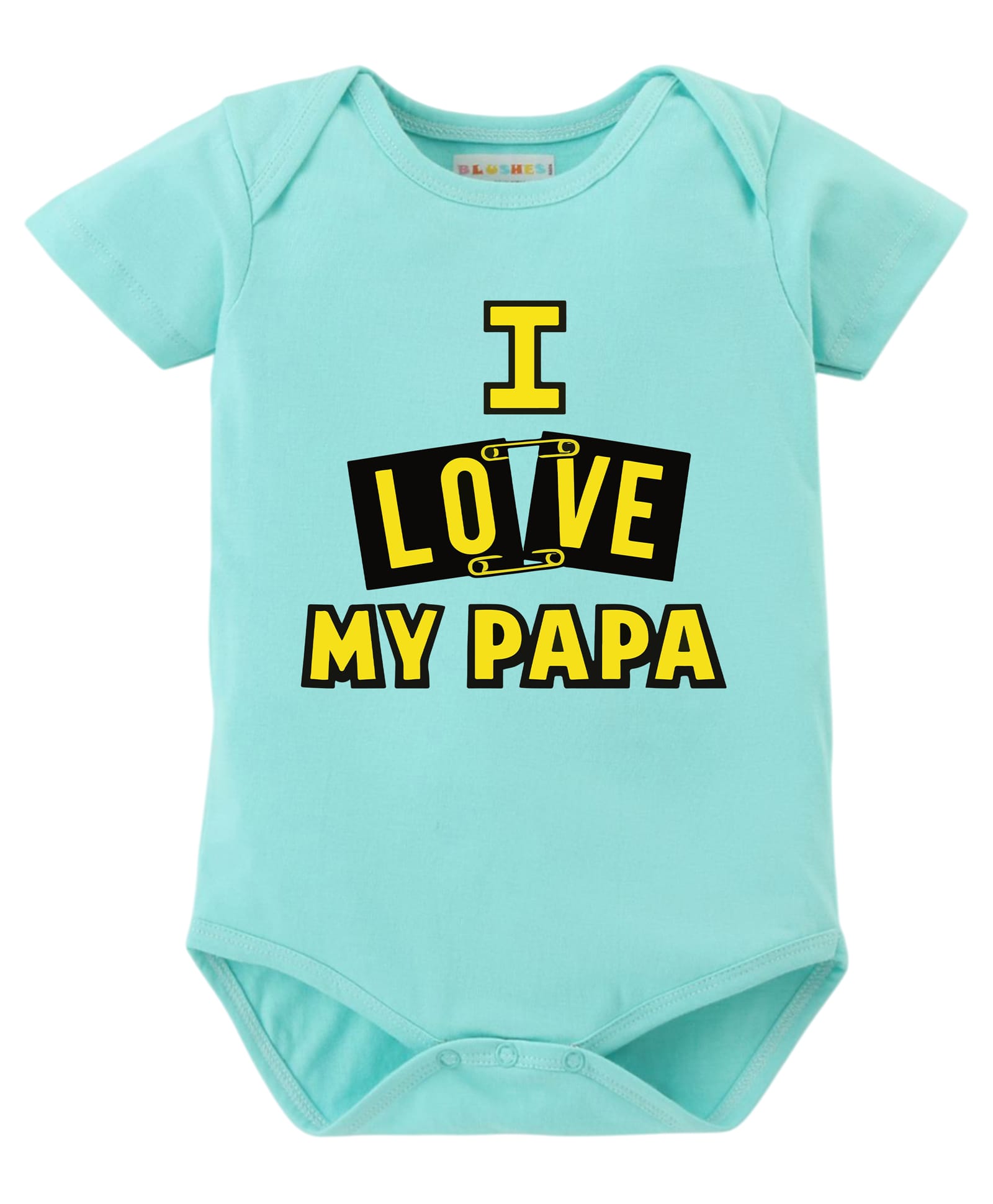 BLUSHES 100% Cotton Knit Half Sleeves I Love My Papa Text Printed Onesie - Sea Green-image-46