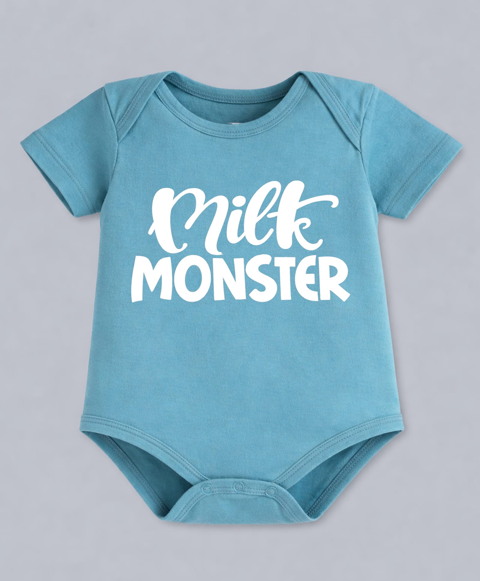BLUSHES 100% Cotton Knit Half Sleeves Milk Monster Text Printed Onesie - Turquoise-picture-40