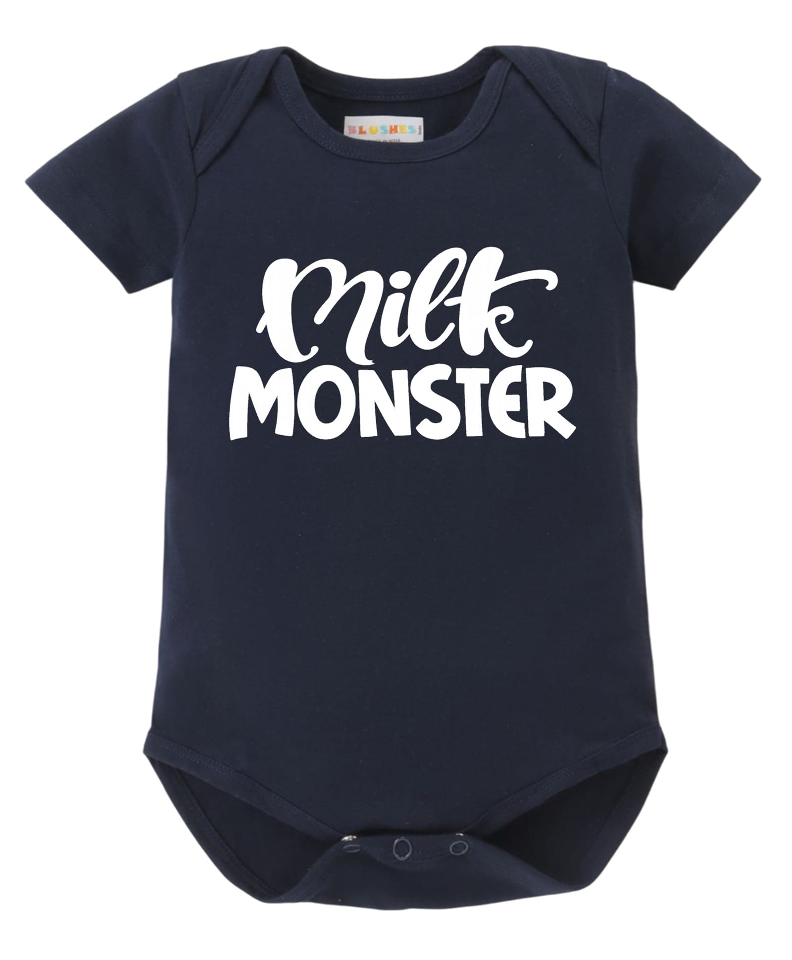 BLUSHES 100% Cotton Knit Half Sleeves Milk Monster Text Printed Onesie - Navy Blue-picture-22