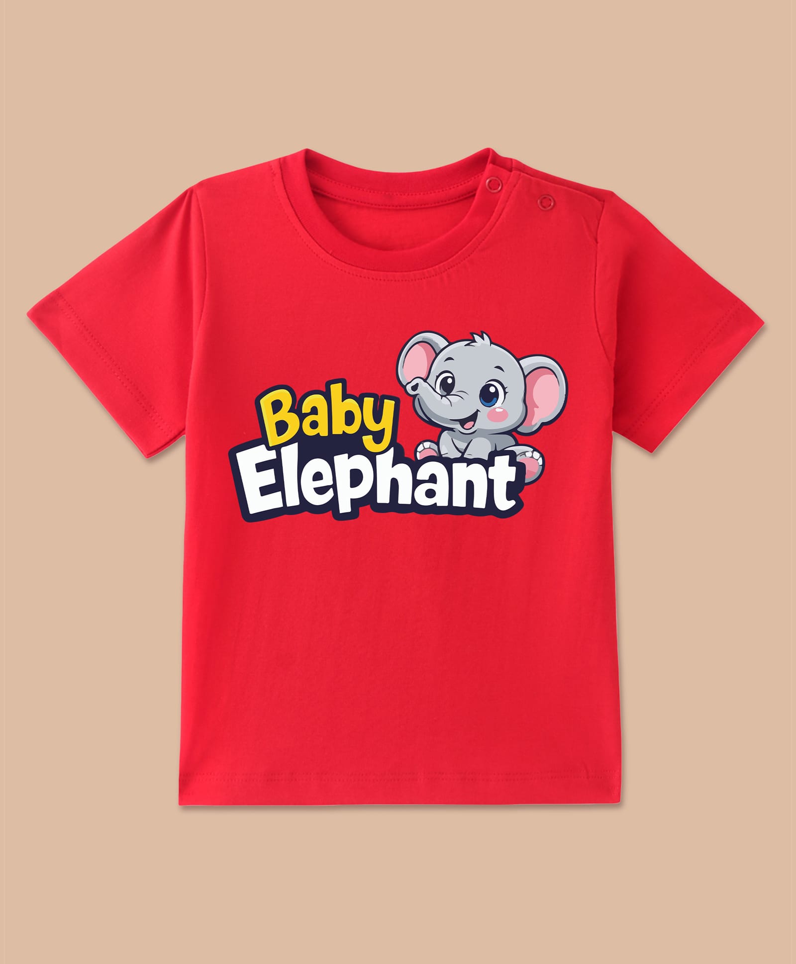 BLUSHES 100% Cotton Knit Half Sleeves Baby Elephant Text Printed Tee - Red-picture-44