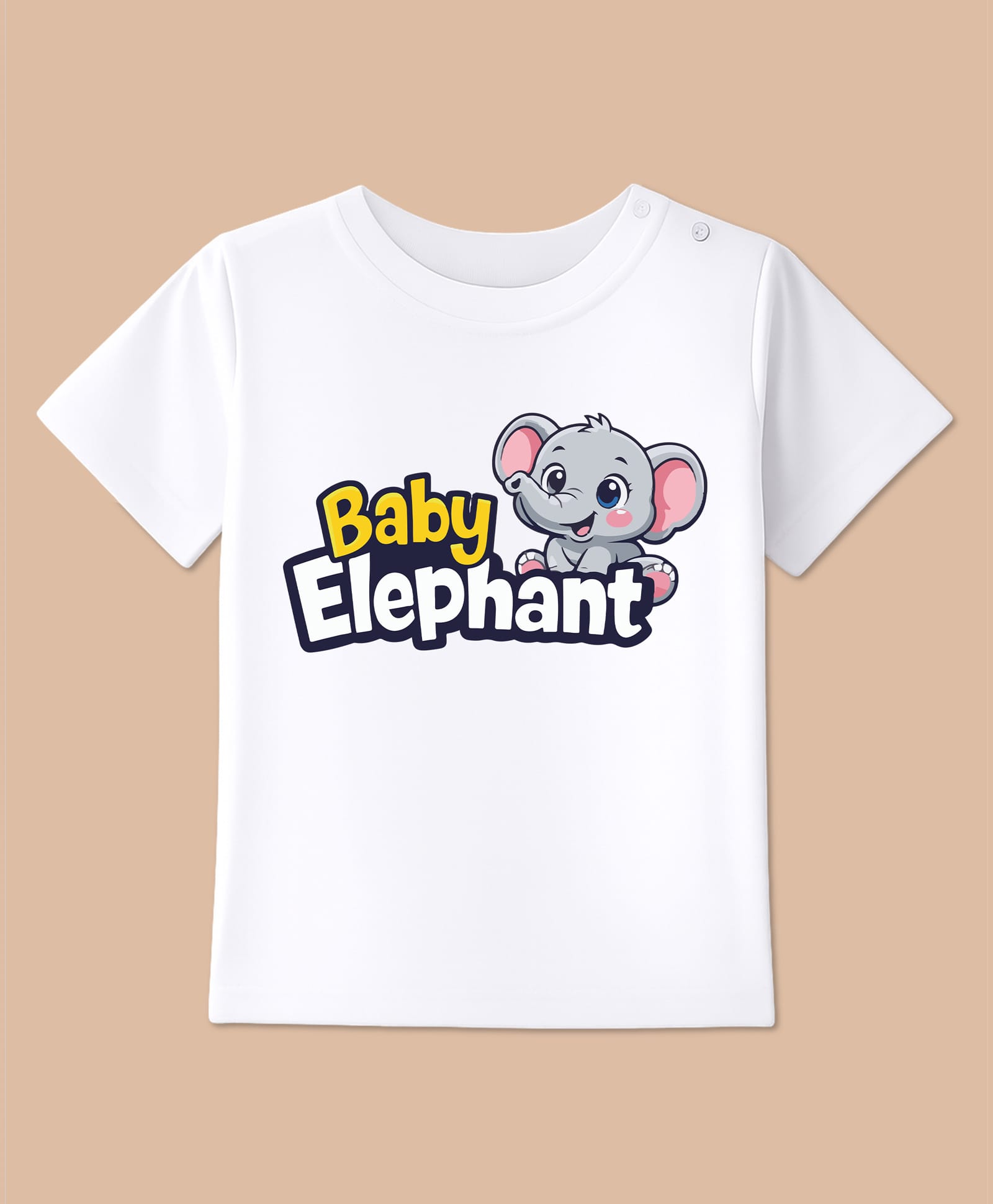 BLUSHES 100% Cotton Knit Half Sleeves Baby Elephant Text Printed Tee - White-picture-5