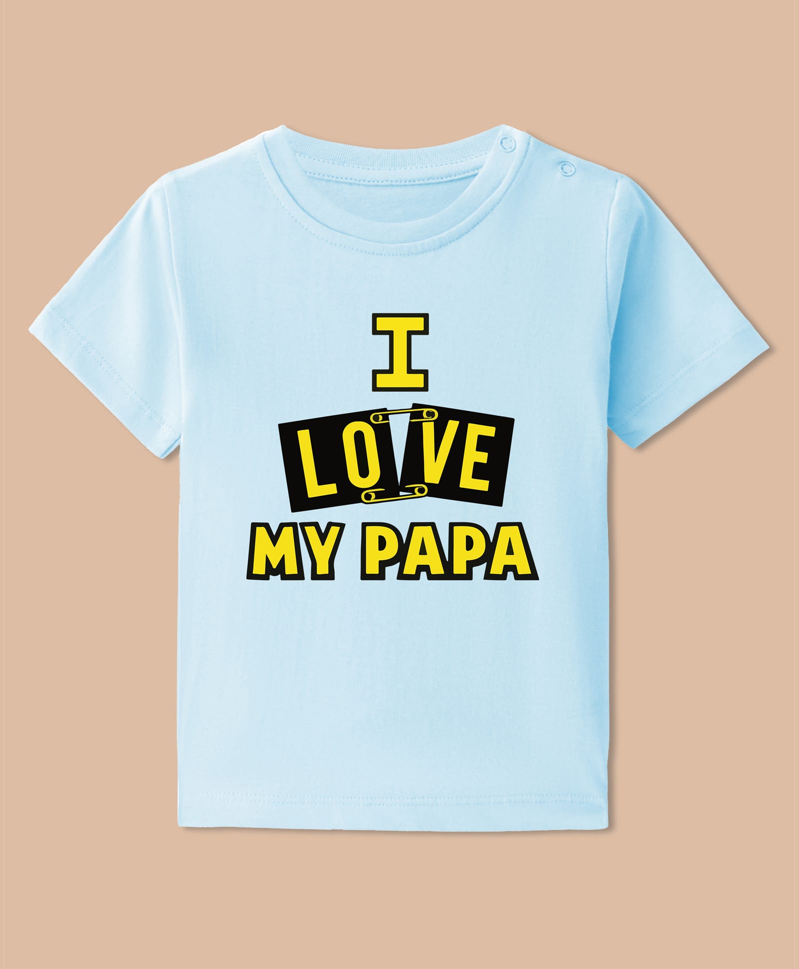 BLUSHES 100% Cotton Knit Half Sleeves I Love My Papa Text Printed Tee - Aqua Blue-picture-38