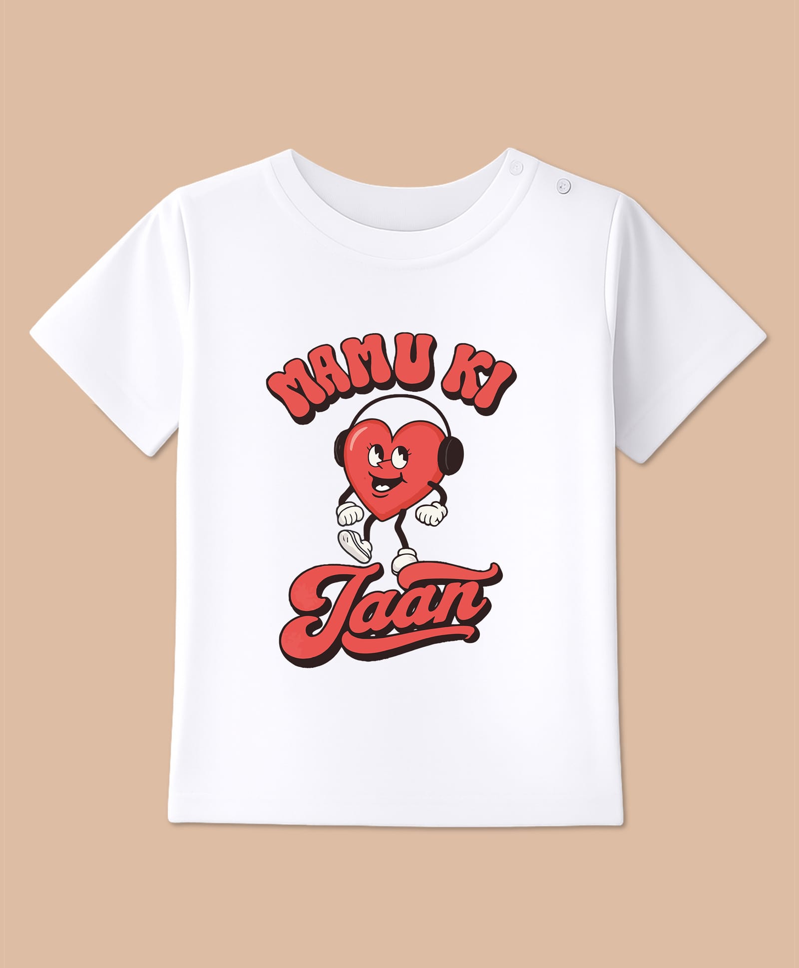 BLUSHES 100% Cotton Knit Half Sleeves Mamu Ki Jaan Text Printed Tee - White-picture-15
