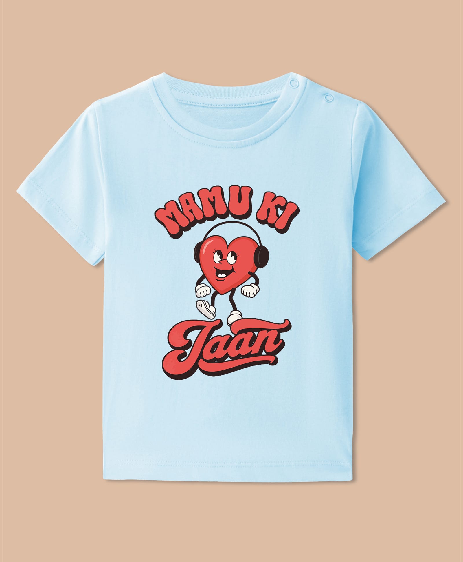 BLUSHES 100% Cotton Knit Half Sleeves Mamu Ki Jaan Text Printed Tee - Aqua Blue-picture-33