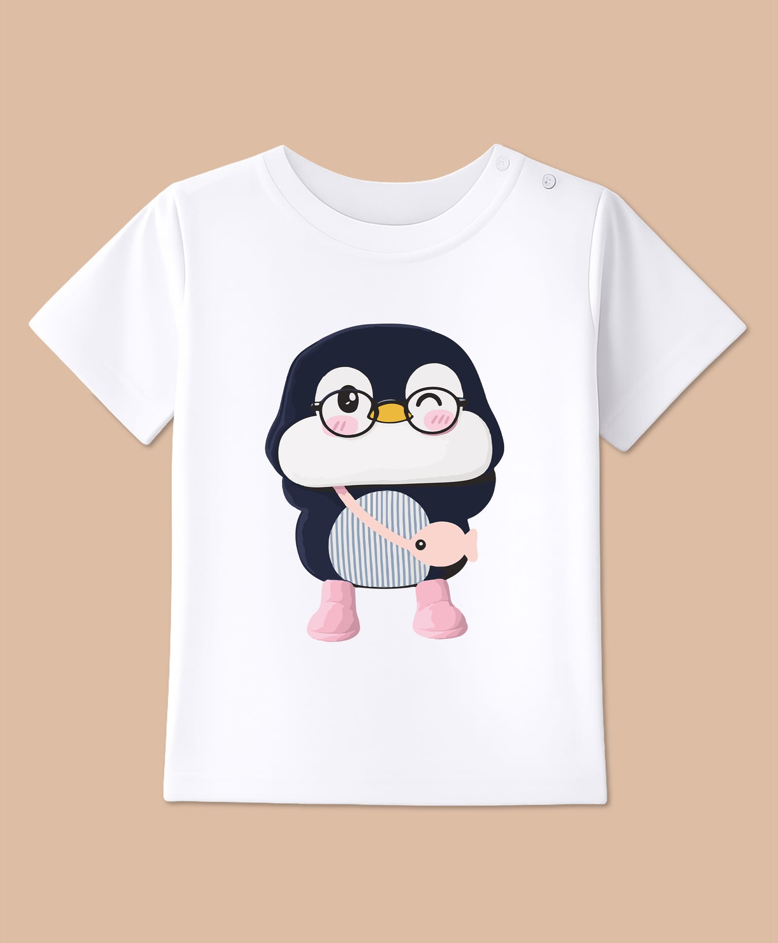 BLUSHES 100% Cotton Knit Half Sleeves Penguin Printed Tee - White-picture-19