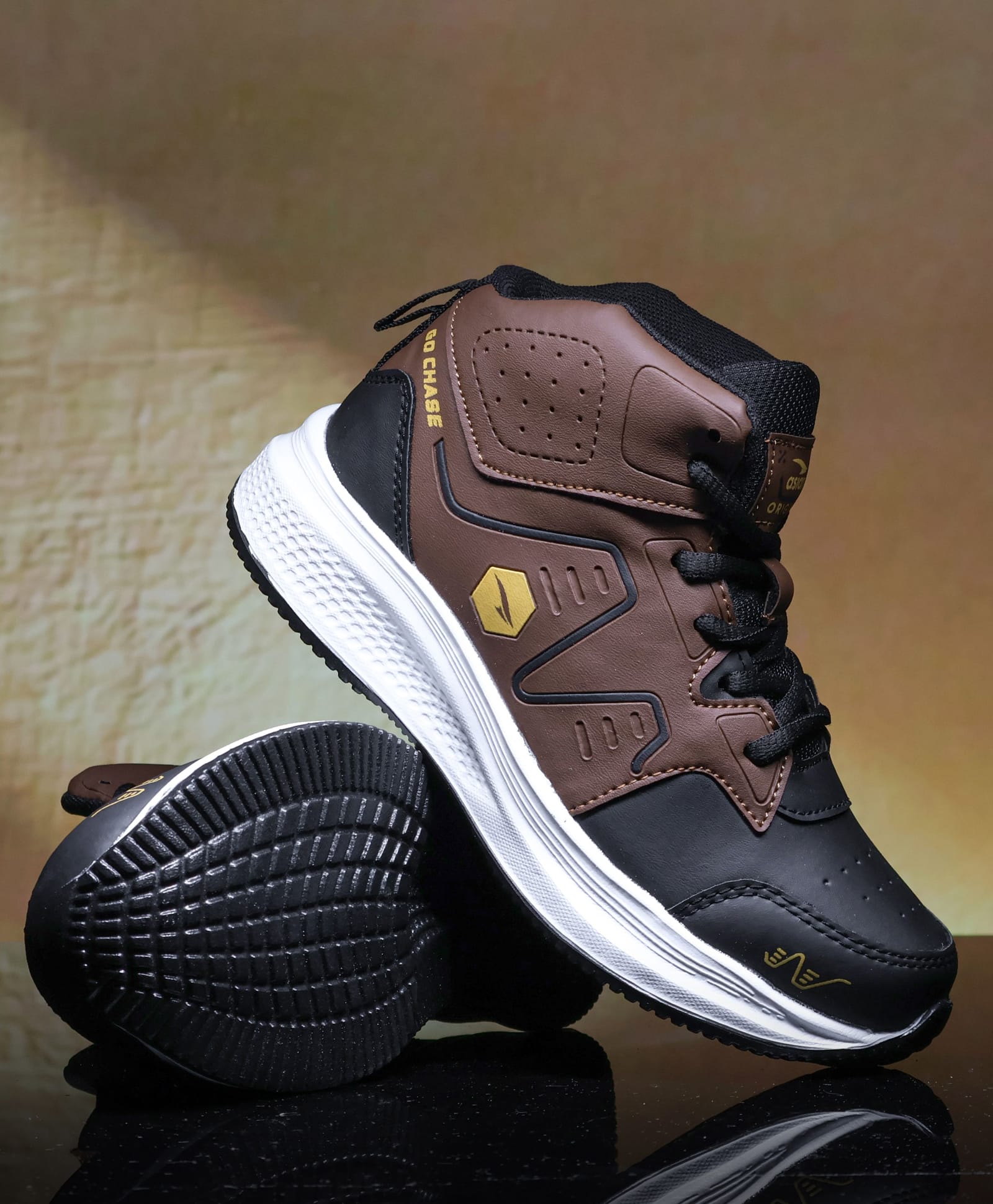 asian Colour Blocked Lace Up Shoes - Black & Coffee Bean-picture-25