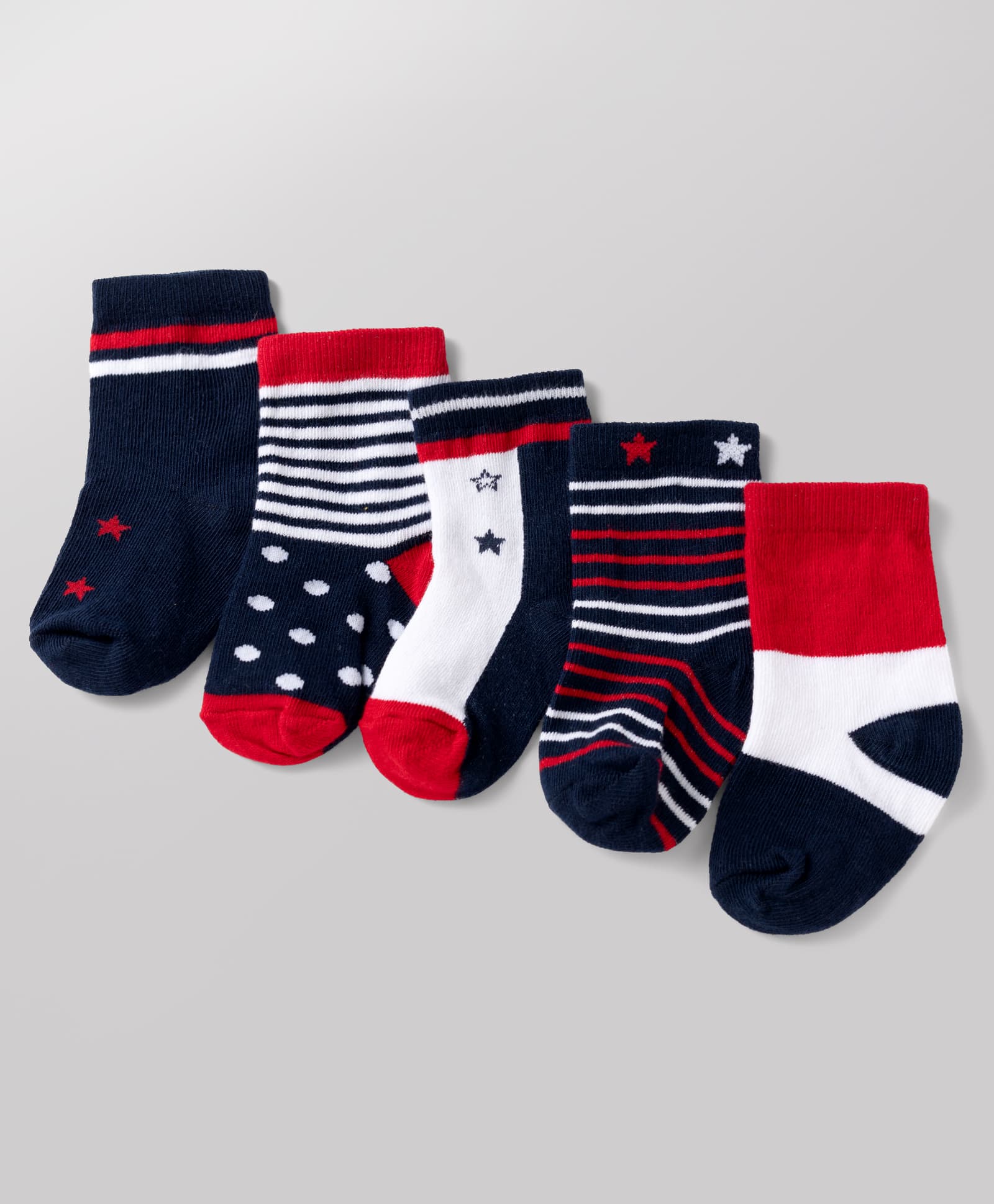 Cute Walk By Babyhug Poly Blends Knit Anti Bacterial Ankle Length Striped Socks With Paw Design Pack of 5 - Red, Dark Pink & White-image-15