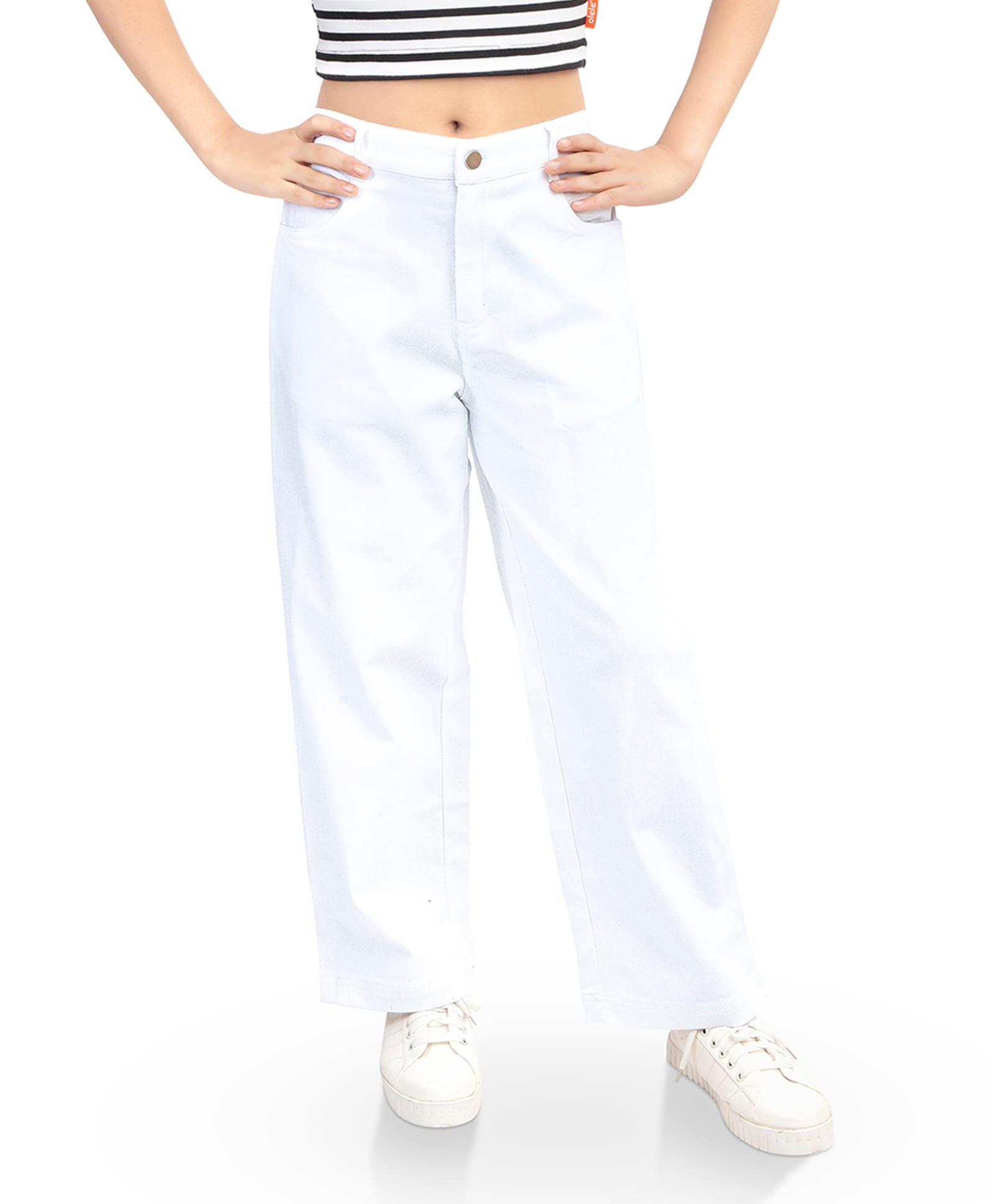 Olele Denim Woven Solid Jeans - White-picture-11