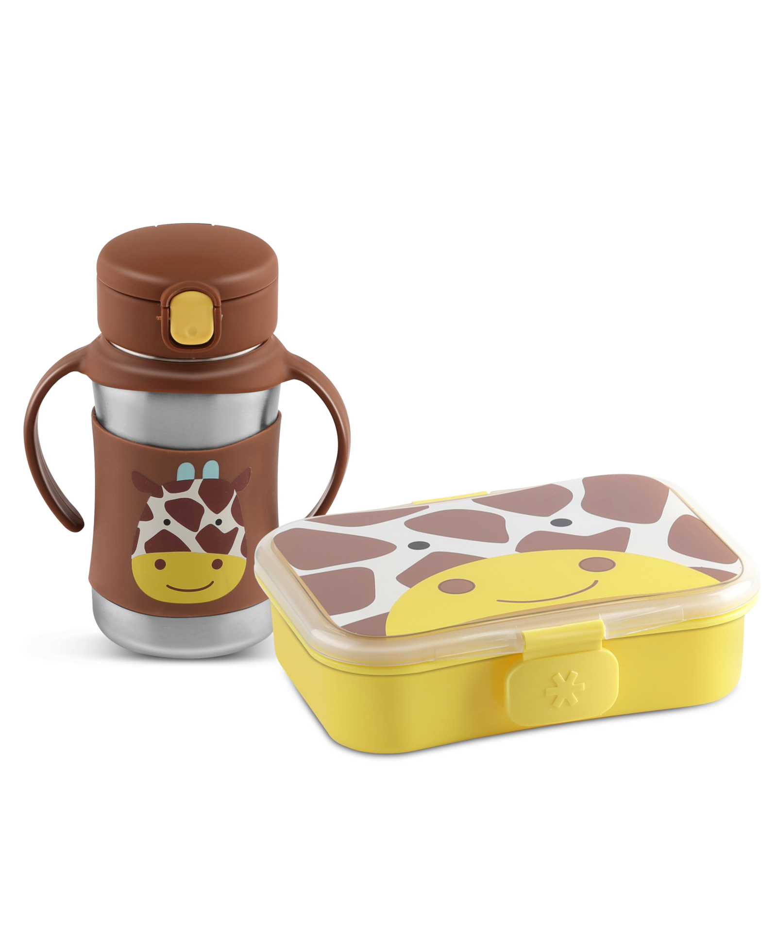 Jaypee Bud & Brew Combo PU Insulated 350ml Stainless Steel Sipper & 480ml Cartoon Printed Lunch Box Combo for Kids, Yellow & Brown-image-3