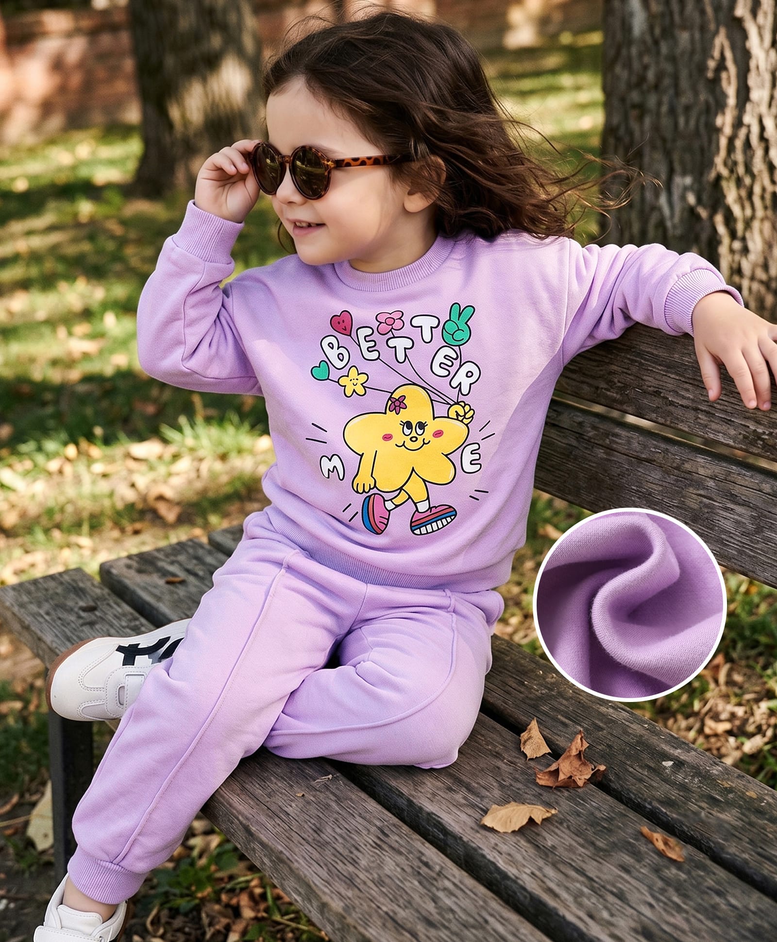 Mark & Mia Full Sleeves Winter Wear Suit With Better Me Text Print - Lavender-picture-28