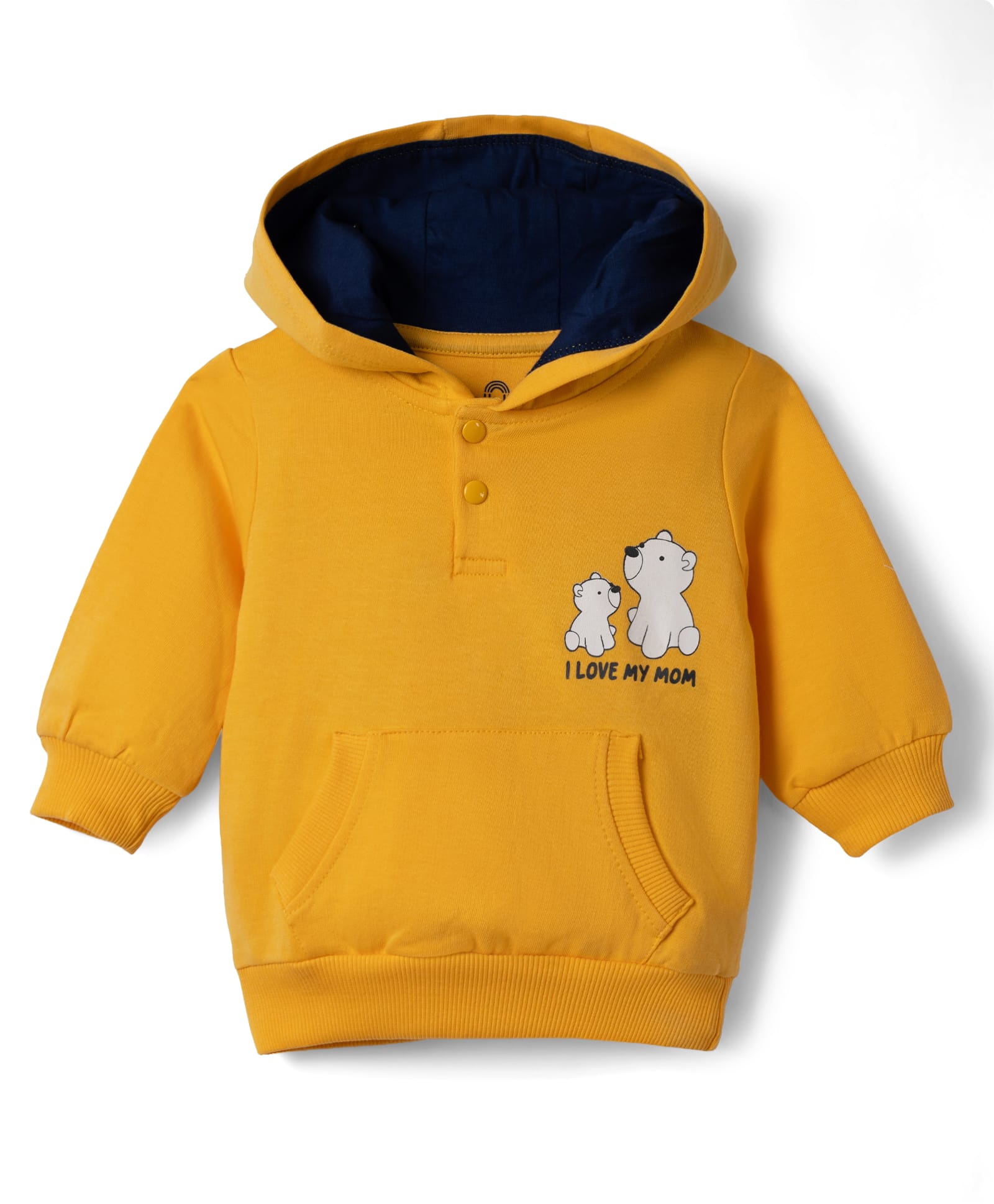 Doodle Poodle Looper Knit Full Sleeves Sweat Jacket with Bear Print & Kangaroo Pocket - Yellow-picture-20