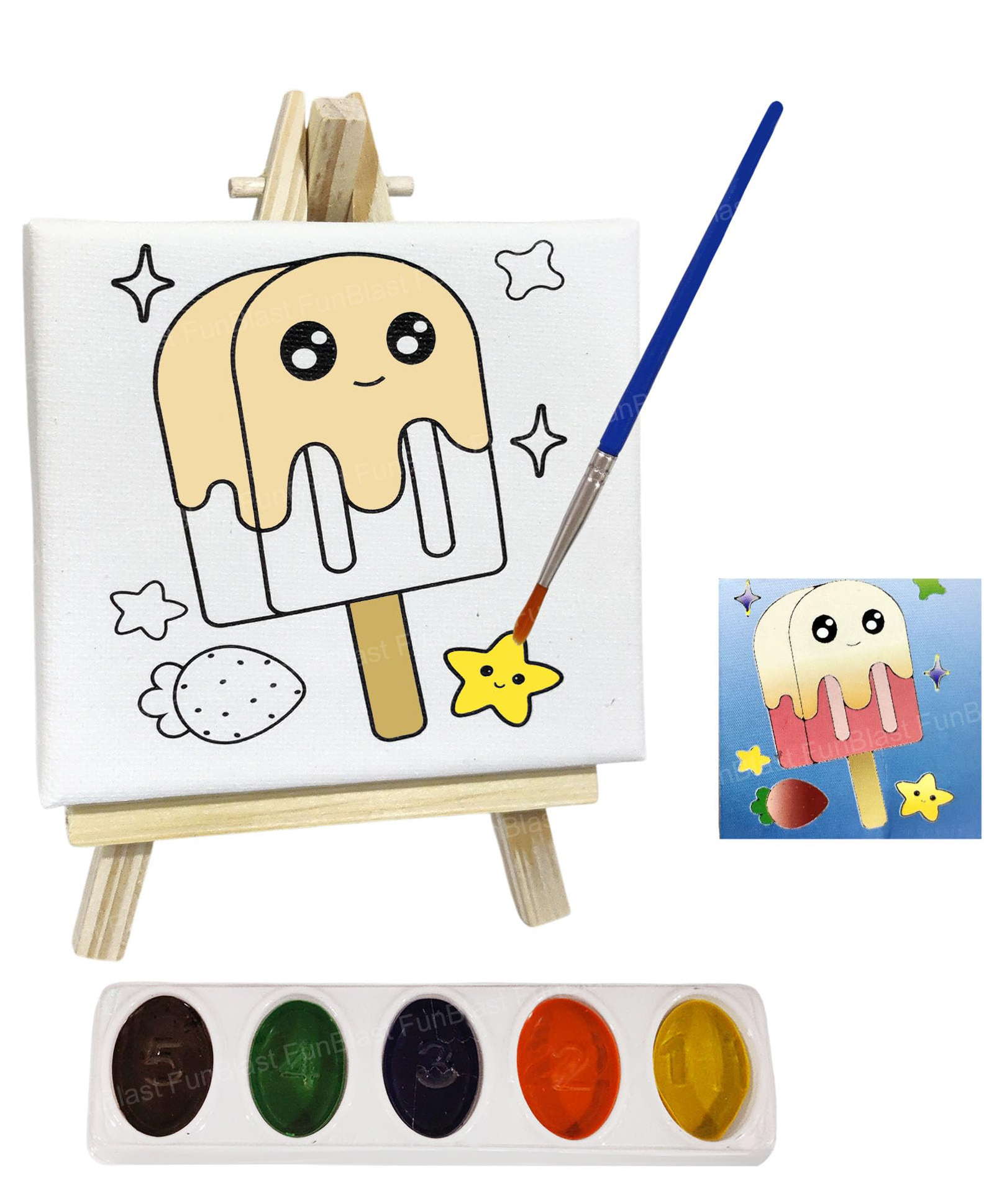 FunBlast DIY Cream Theme Painting Kit with Mini Easel Stand for Kids - Pack of 1 (Multicolor)-image-12