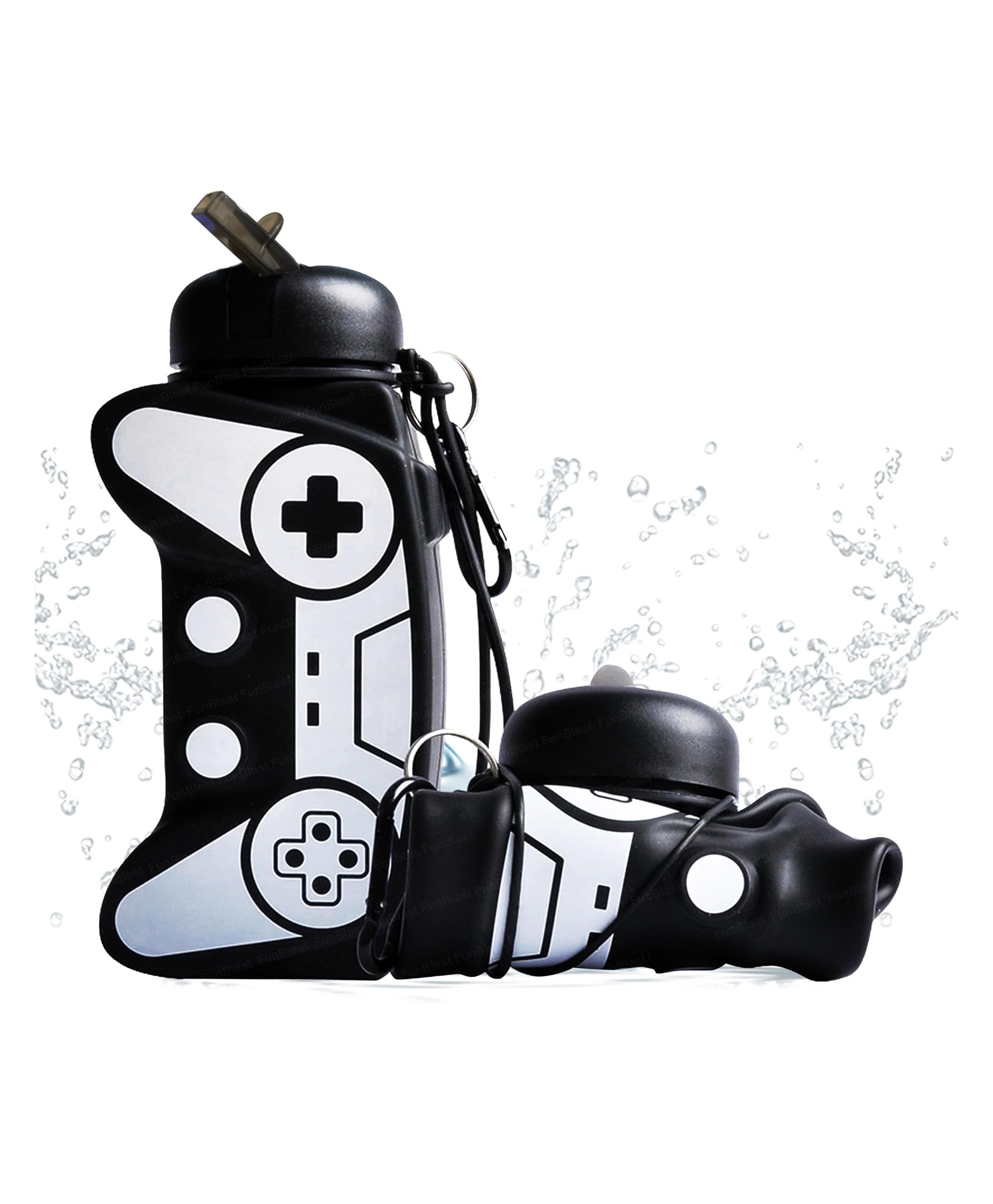 FunBlast Foldable Sipper Water Bottle for Girls, Boys 550 ml (Black)-picture-18