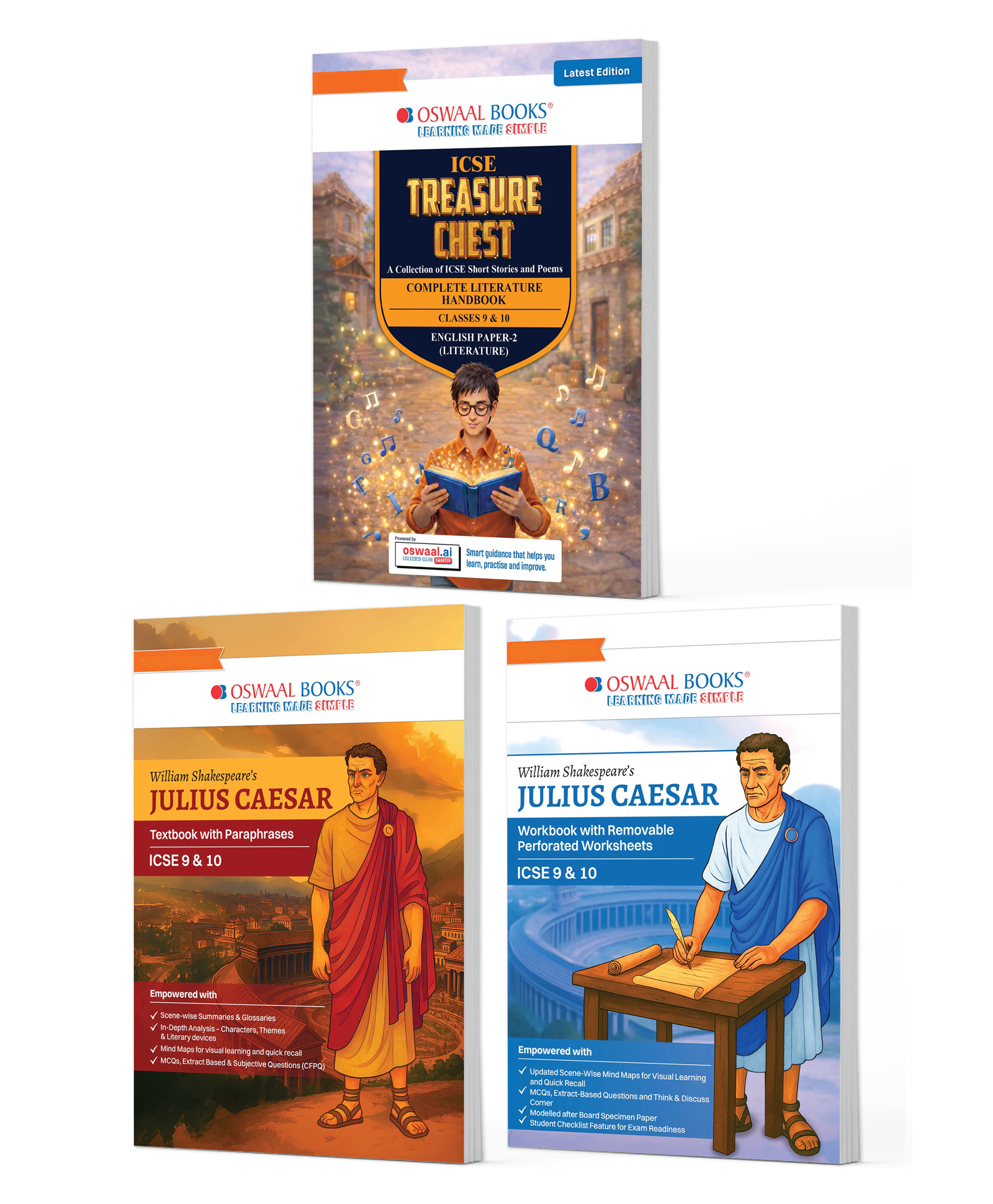OSWAAL BOOKS ICSE English Literature ( Set of 3 books) Class 9 & 10 (2027 Exam): Treasure Chest Question Bank + Julius Caesar Workbook s & Textbook | Powered by Oswaal.ai-image-34