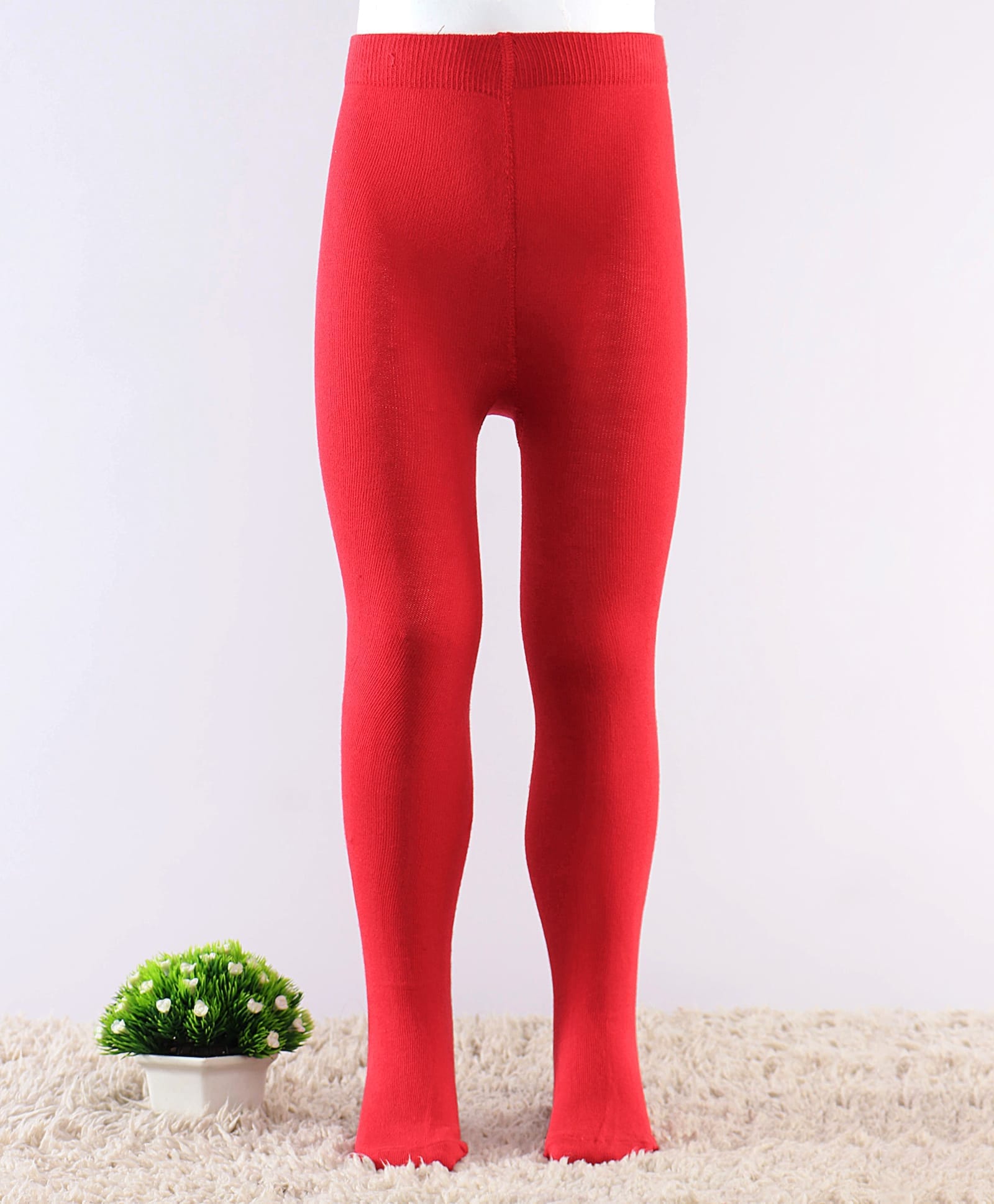 Cute Walk by Babyhug Cotton Knit Full Length Solid Anti-Bacterial Tights - Red-image-8