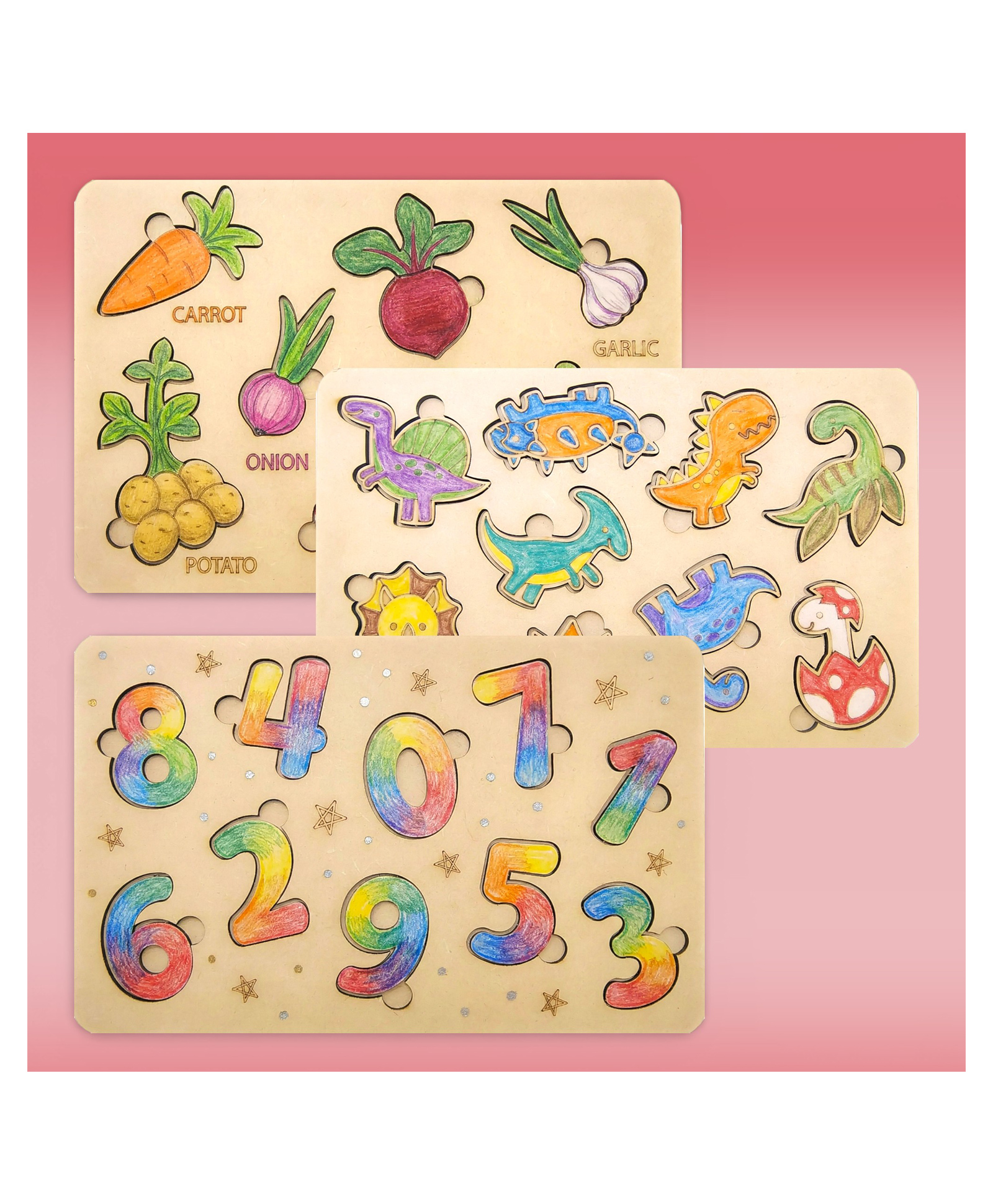 Fiddlys DIY Color Fill Wooden Jigsaw Puzzle Set for Kids (Age 4+) | 3-in-1 Paint-Your-Own Puzzle Collection | Educational Toy (Learning Puzzle)-picture-26