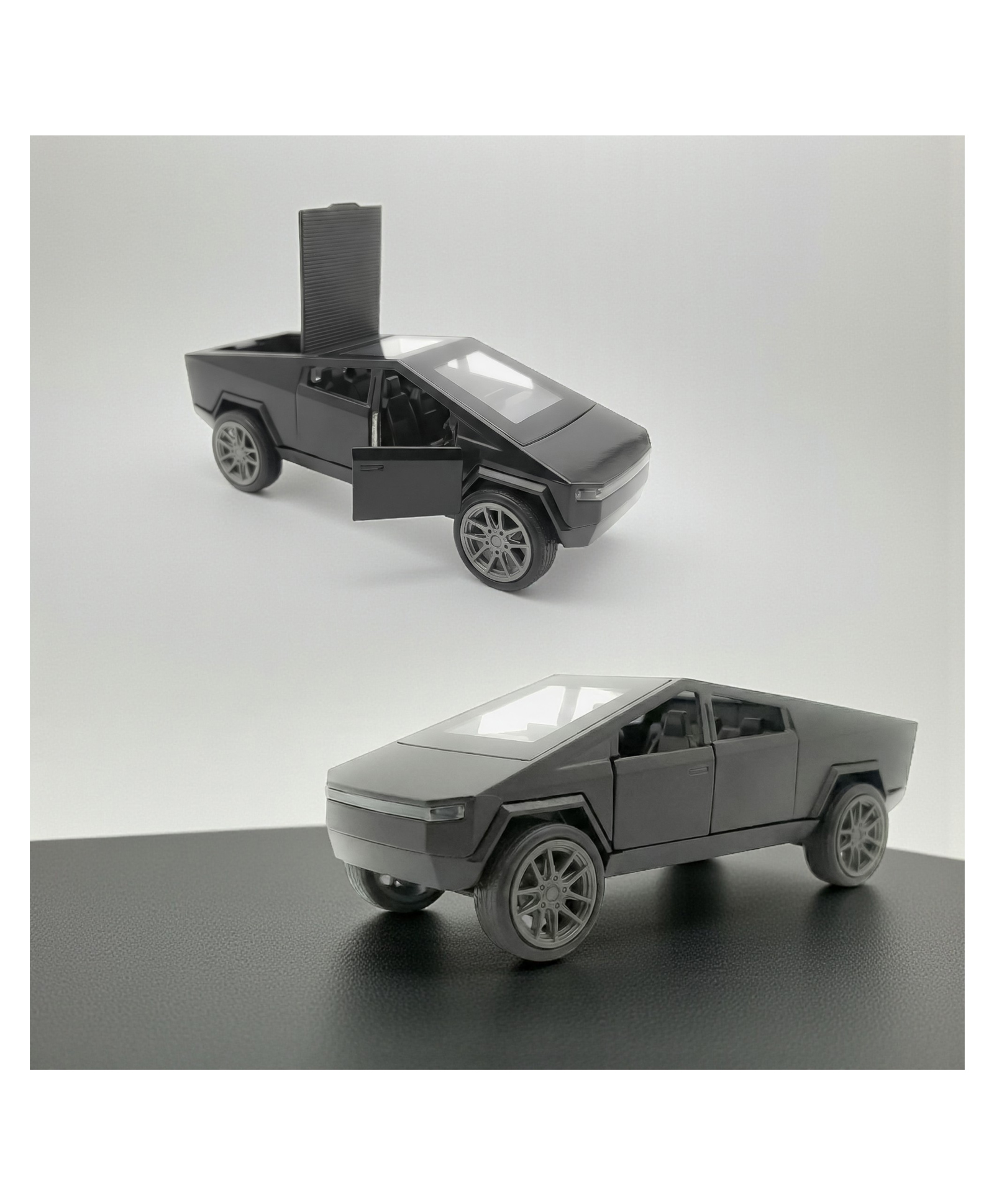 The Flyers Bay 1:32 Scale Die-Cast Metal Futuristic Pickup Truck Toy with Lights, Sounds, and Pull-Back Action Kids Gift 2 3 4 5 6 Years Girls Boys (Tesla Cybertruck Black)-image-32