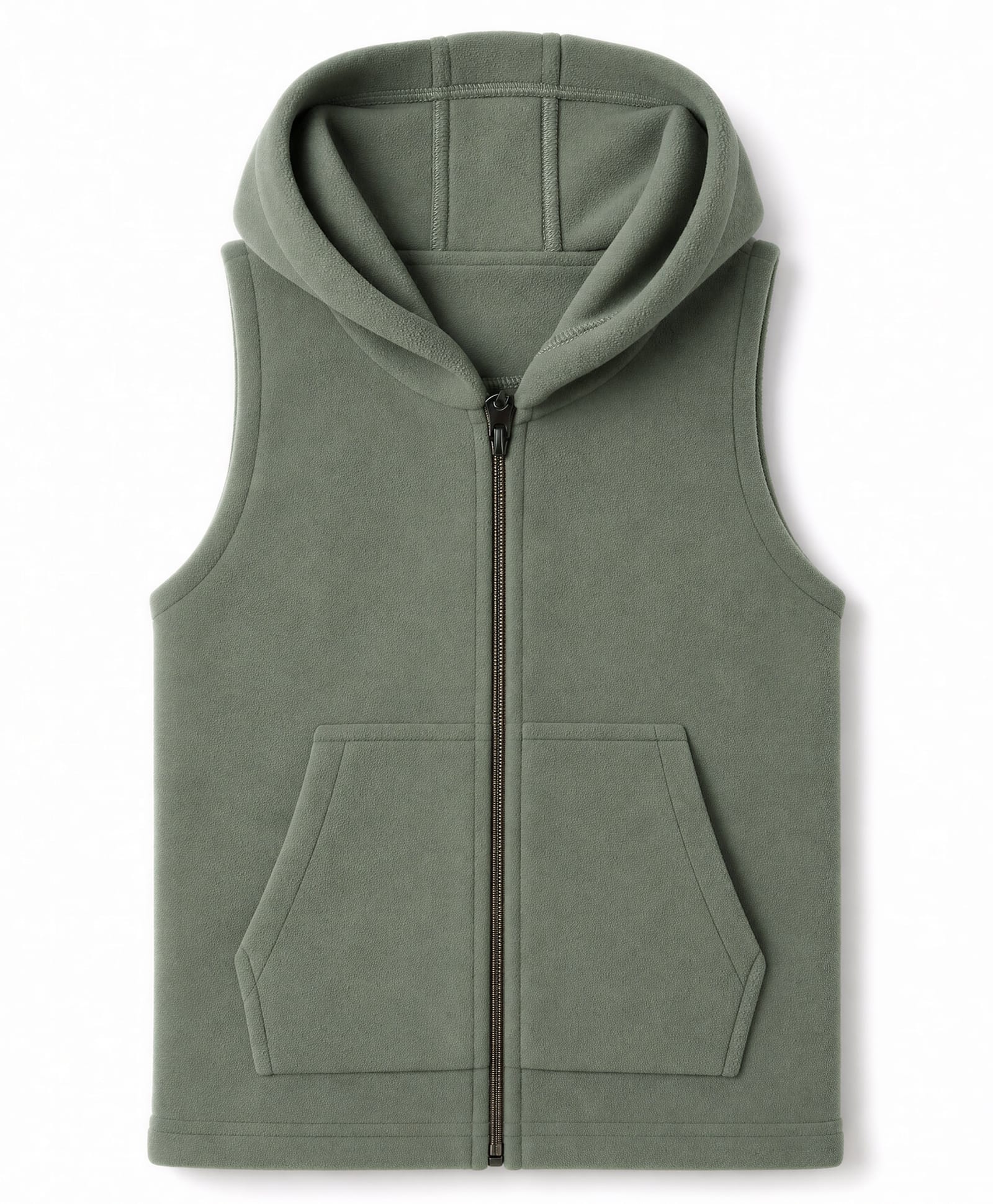 Babyhug Fleece Woven Sleeveless Hoodie with Kangaroo Pockets - Green-image-5