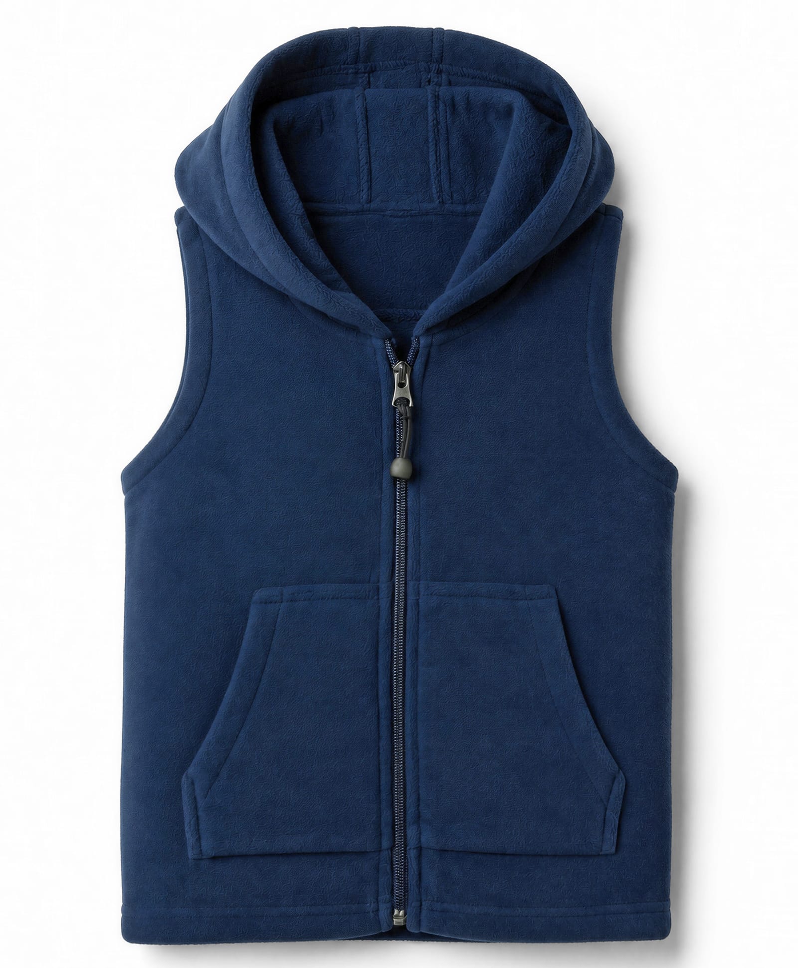Babyhug Fleece Woven Sleeveless Hoodie - Navy BLue-picture-27