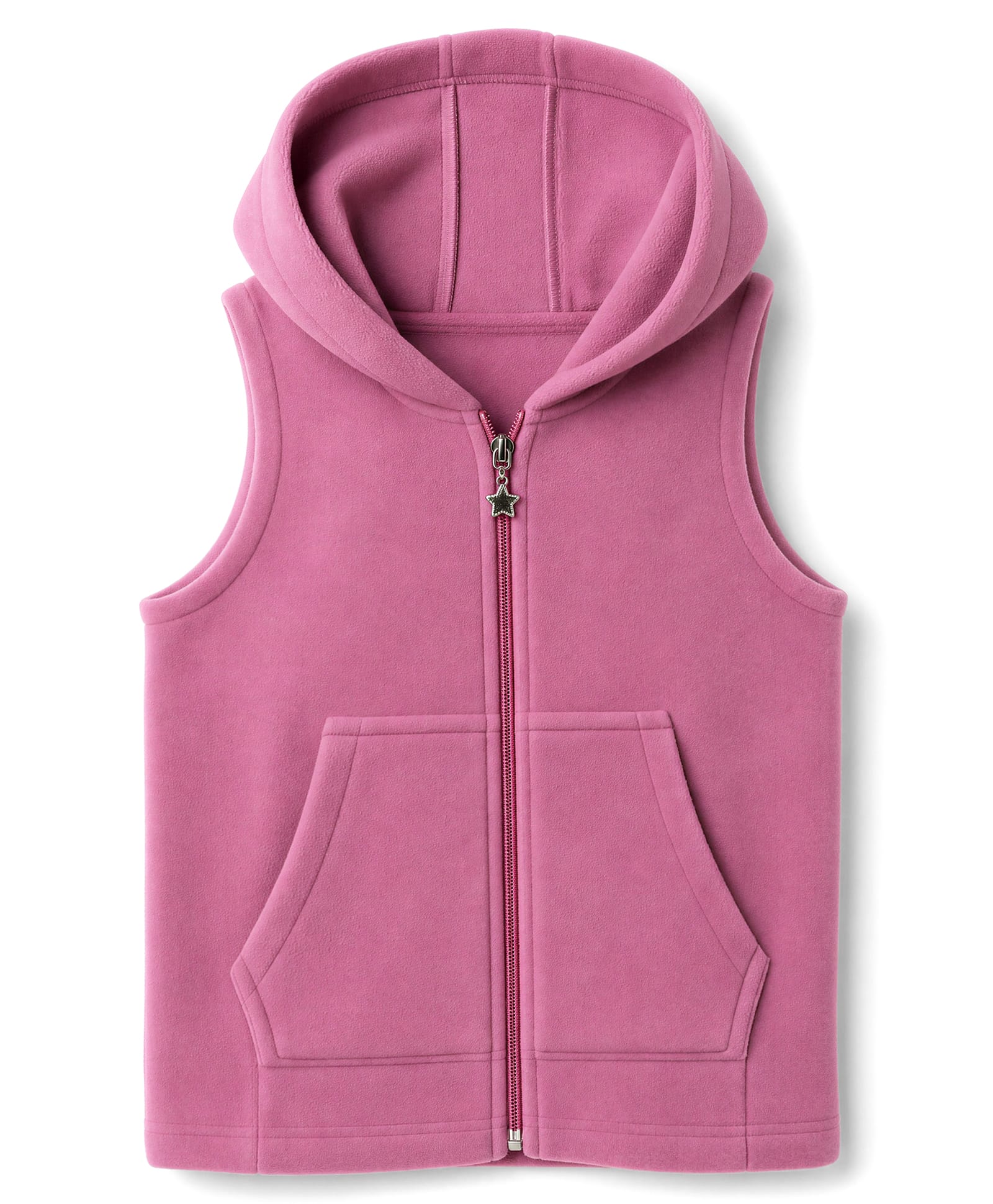 Babyhug Fleece Woven Sleeveless Solid Hoodie With Kangaroo Pocket - Light Pink-picture-13