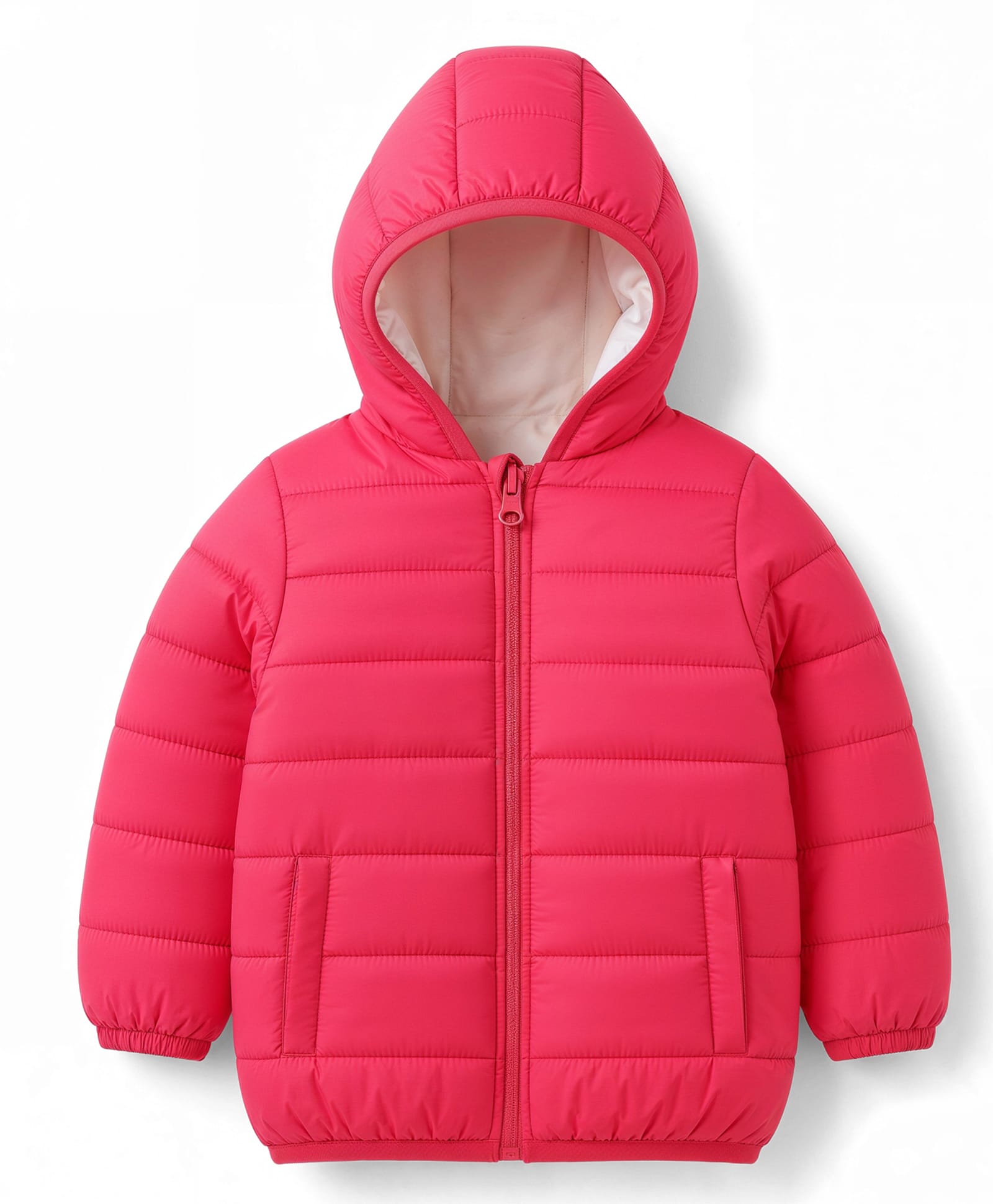 Babyhug Woven Full Sleeves Reversible Puffed Hooded Jackets - Pink-image-46