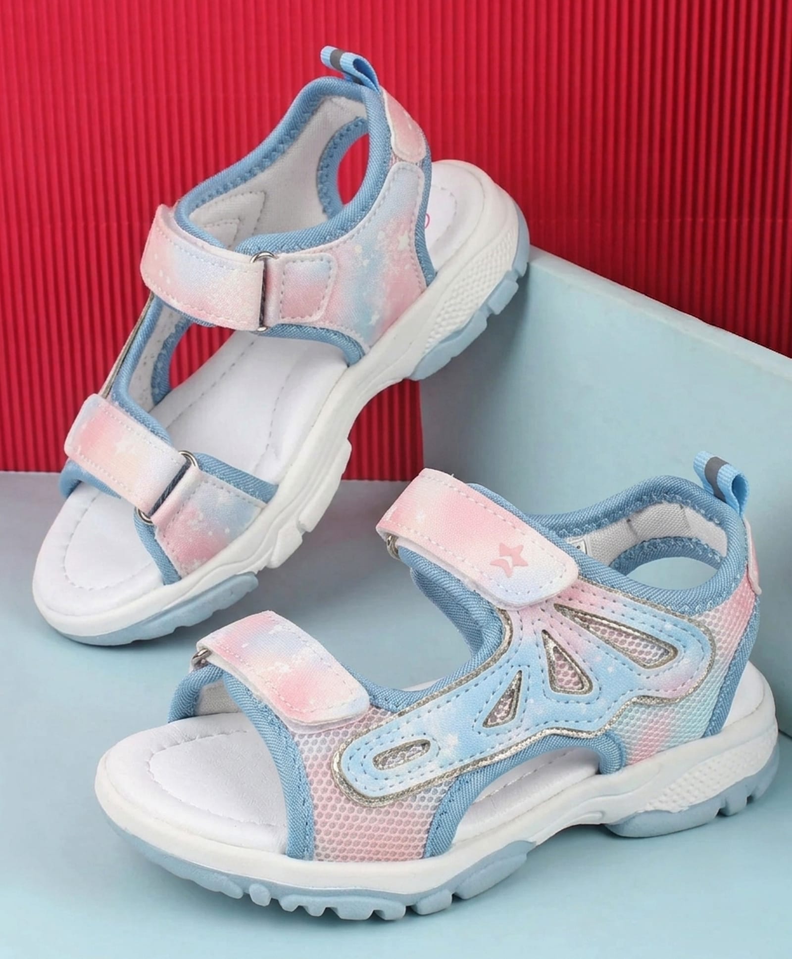 Cute Walk by Babyhug Velcro Closure Solid Sandal - Blue-picture-14