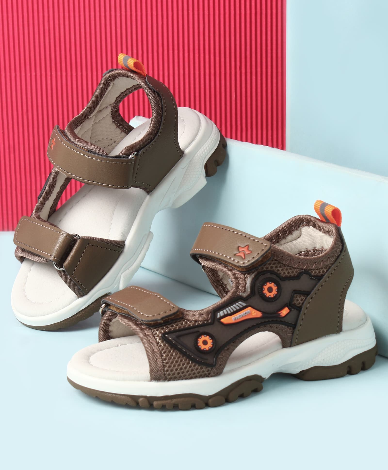 Cute Walk by Babyhug Velcro Closure Sandals with Fashion Text Applique - Brown-image-38