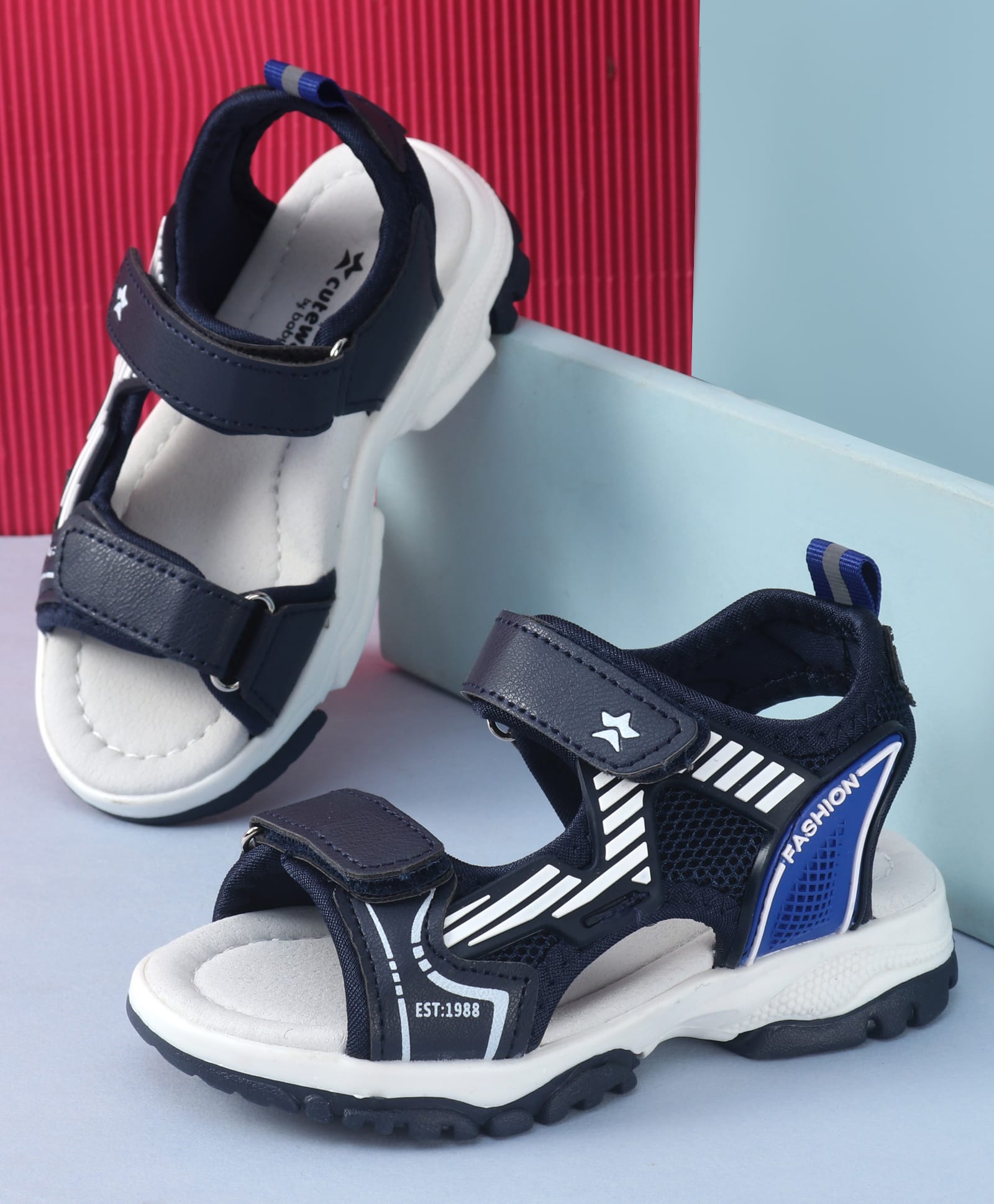 Cute Walk by Babyhug Velcro Closure Solid Sandal - Navy Blue-picture-21