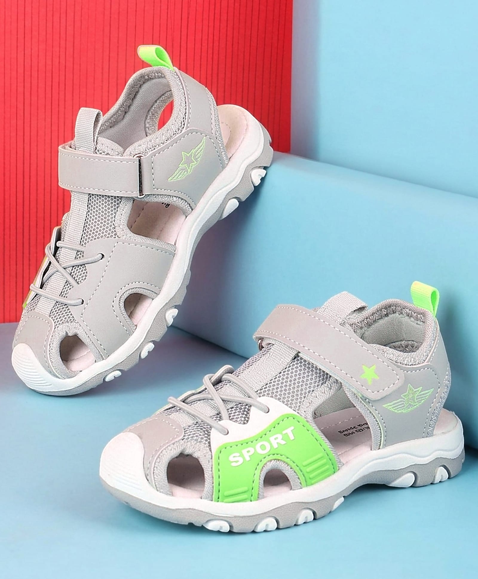 Cute Walk by Babyhug Velcro Closure Sports Printed Sandal - Grey-picture-11