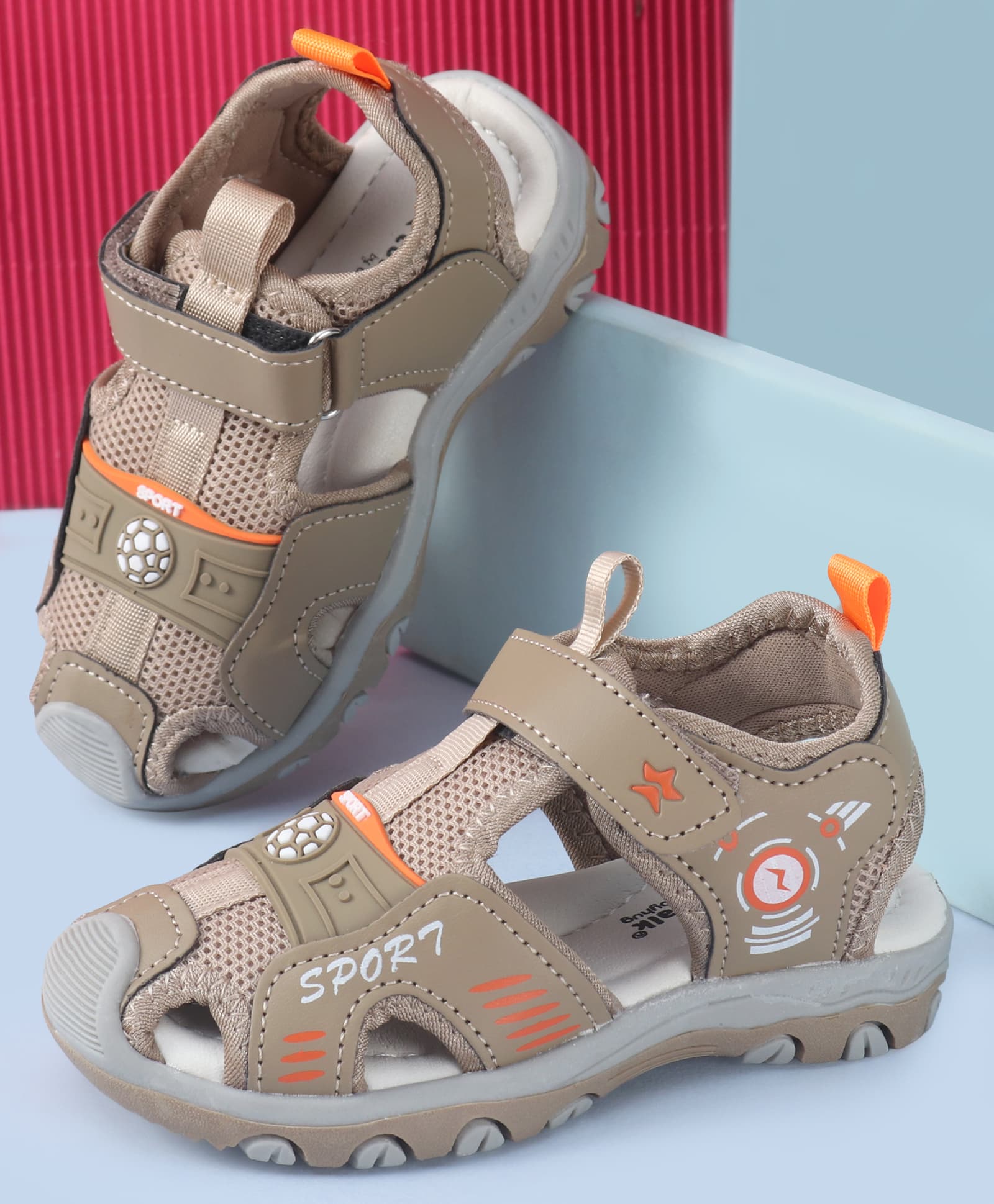 Cute Walk by Babyhug Velcro Closure Sandals With Sports Text Print - Brown-picture-28