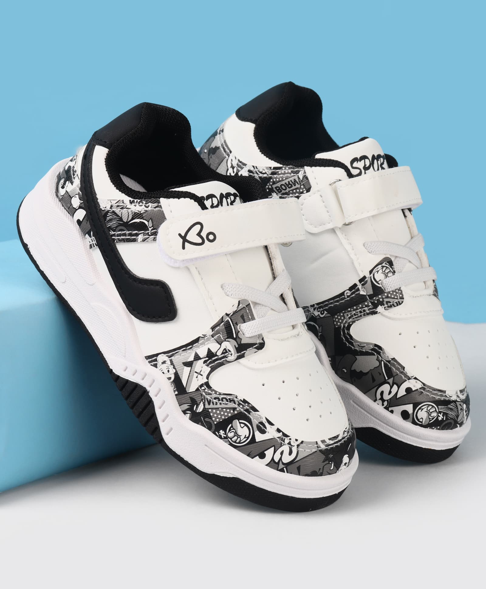 Babyoye Velcro Closure With Printed Casual Shoes - Black-picture-15