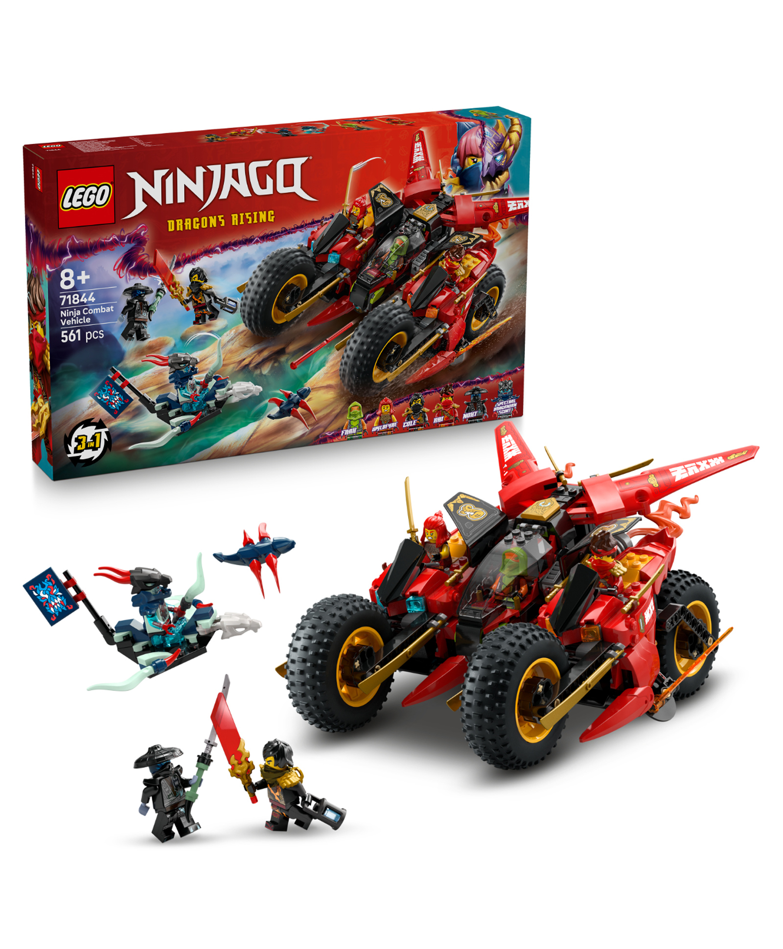 LEGO NINJAGO Ninja Combat Vehicle 3-in-1 Toy Building Set 561 pieces-71844-image-13