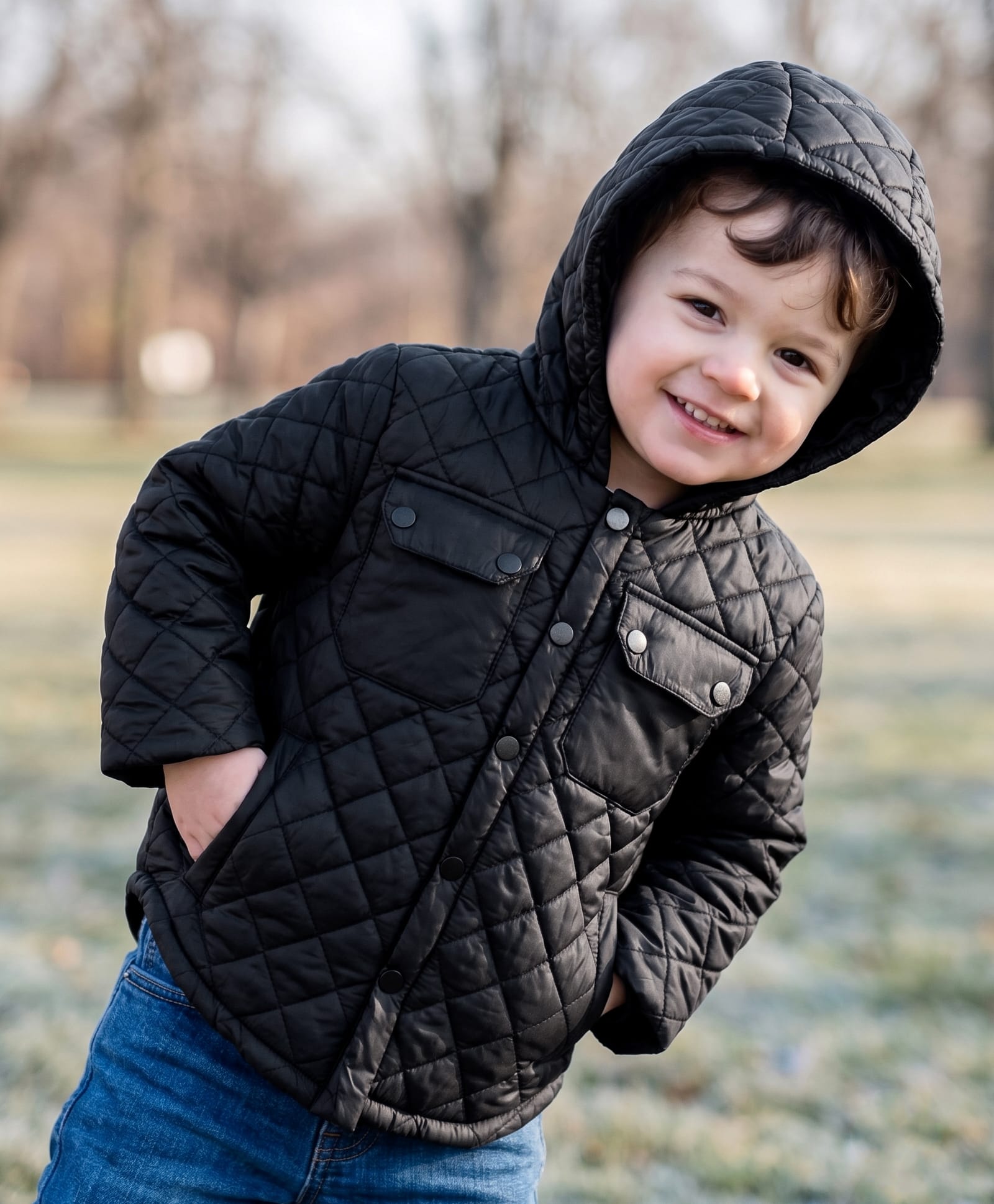 Babyhug Woven Full Sleeves Hooded Padded Solid Colour Jacket - Black-picture-17