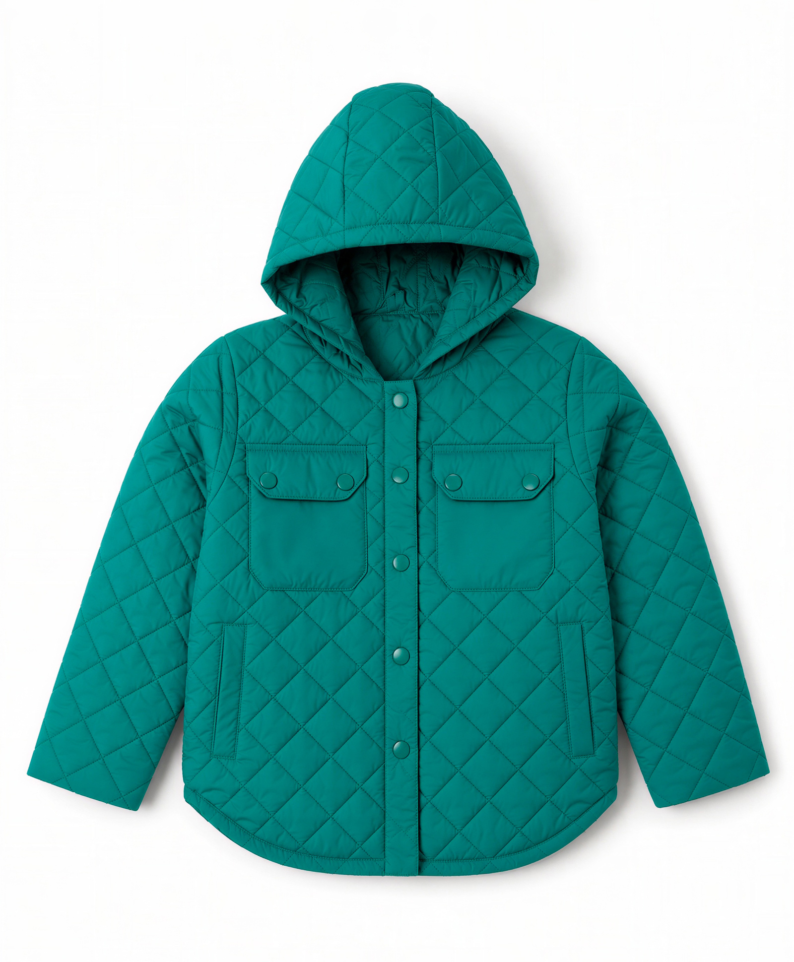 Babyhug Woven Full Sleeves Solid Colour Hooded Padded Jacket - Green-image-32