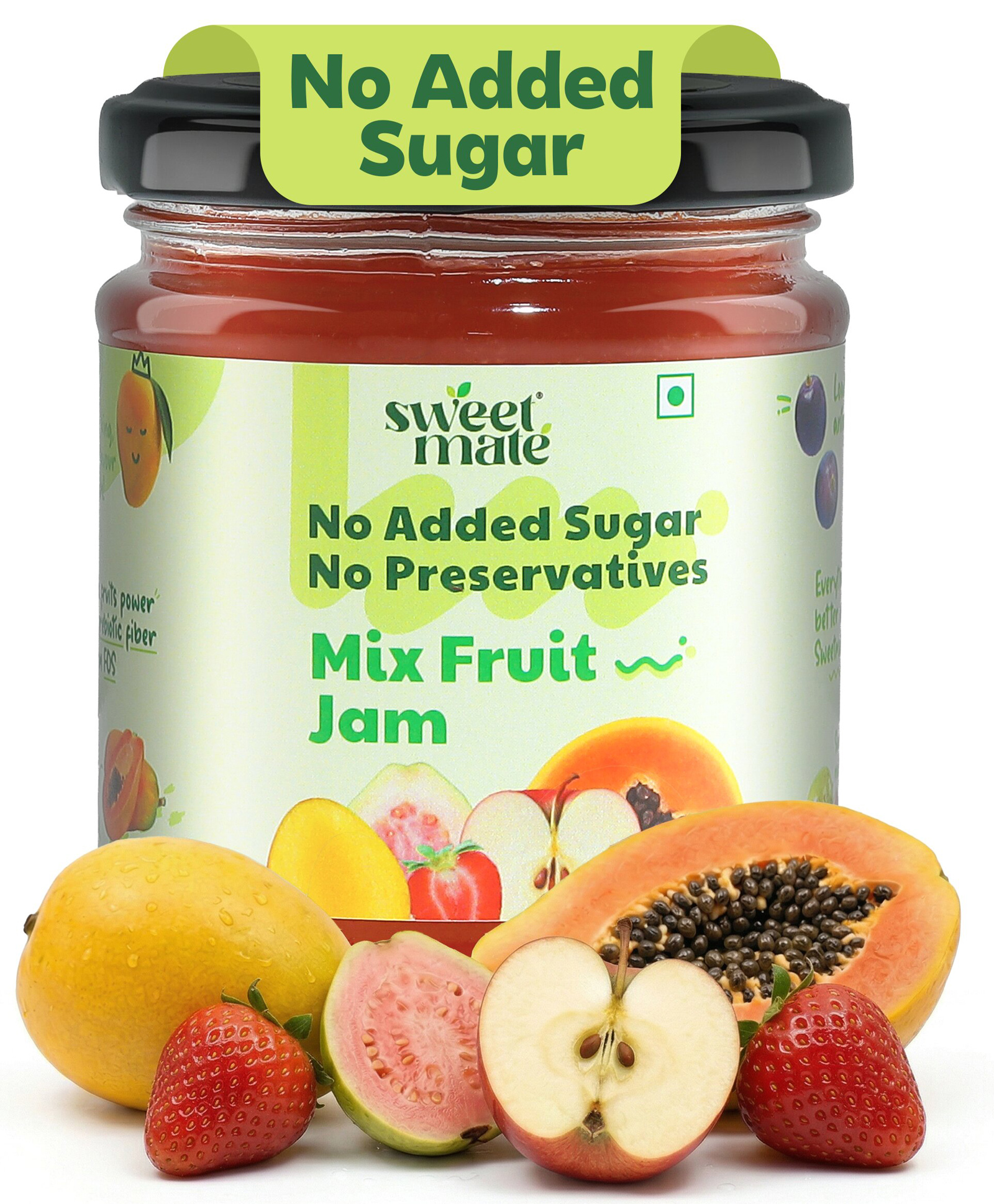 Sweetmate No Added Sugar Mixed Fruit Jam (220g) 100% Natural, Real Fruit with Stevia | Diabetic & Keto Friendly, Naturally Sweetened, Delicious Taste-picture-12