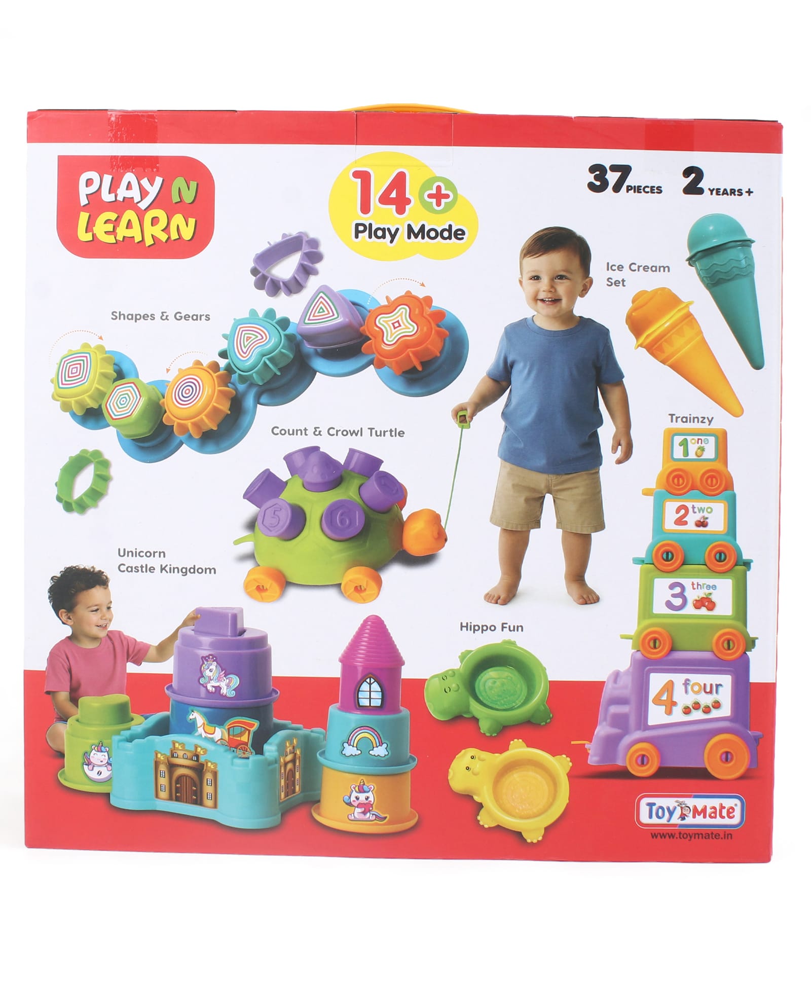 TOYMATE Play N Learn 14-in-1 Educational Toy Gift Set for Kids 2+ Years | 37-Piece Learning & Activity Kit with Shape Sorter, Alphabet Train & Pull-Along Turtle - Multicolor-picture-21