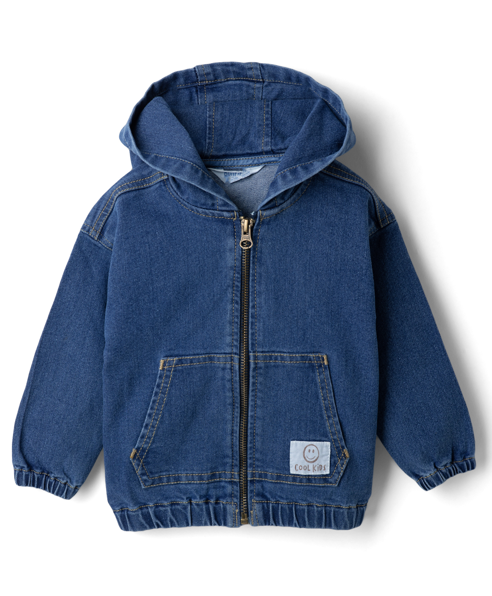 Bonfino Cotton Woven Drop Shoulder Denim Jacket With Hood and Front Open Zipper - Navy Blue-image-5