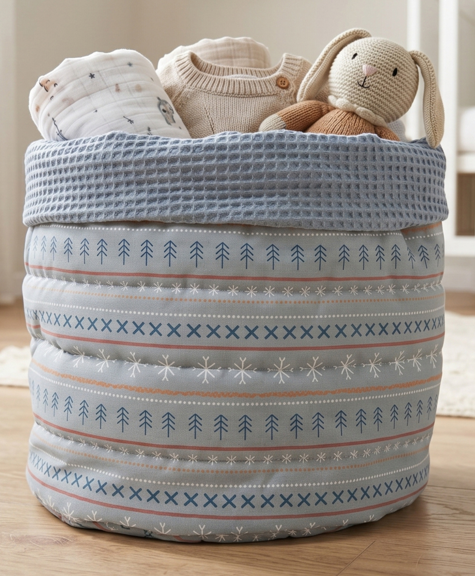 Tidy Sleep Waffle Storage Basket for Baby & Mom , Foldable Nursery Bin for Toys, Clothes, Diapers & Baby Essentials-picture-11