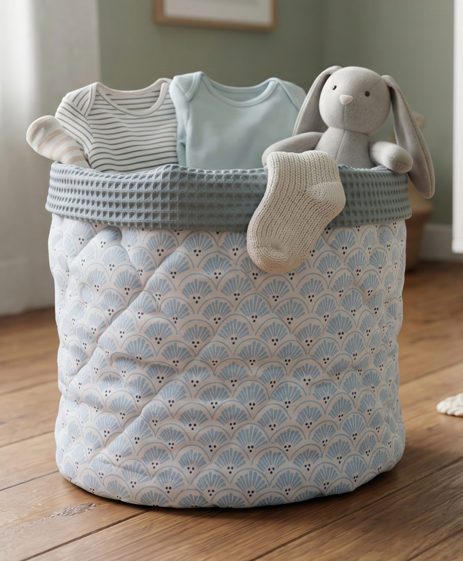 Tidy Sleep Waffle Storage Basket for Baby & Mom , Foldable Nursery Bin for Toys, Clothes, Diapers & Baby Essentials-picture-9