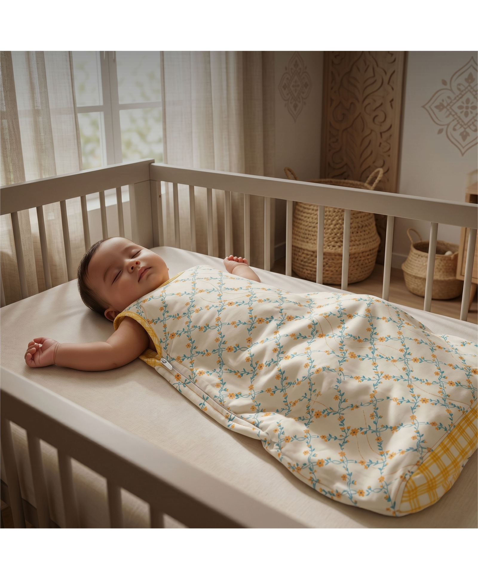 Tidy Sleep Baby Sleep Sack,100% Cotton Quilted Wearable Blanket with Flannel Layer,Breathable & Soft Sleeping Bag for Newborns & Babies,Side Zip & Sleeveless Design-picture-1