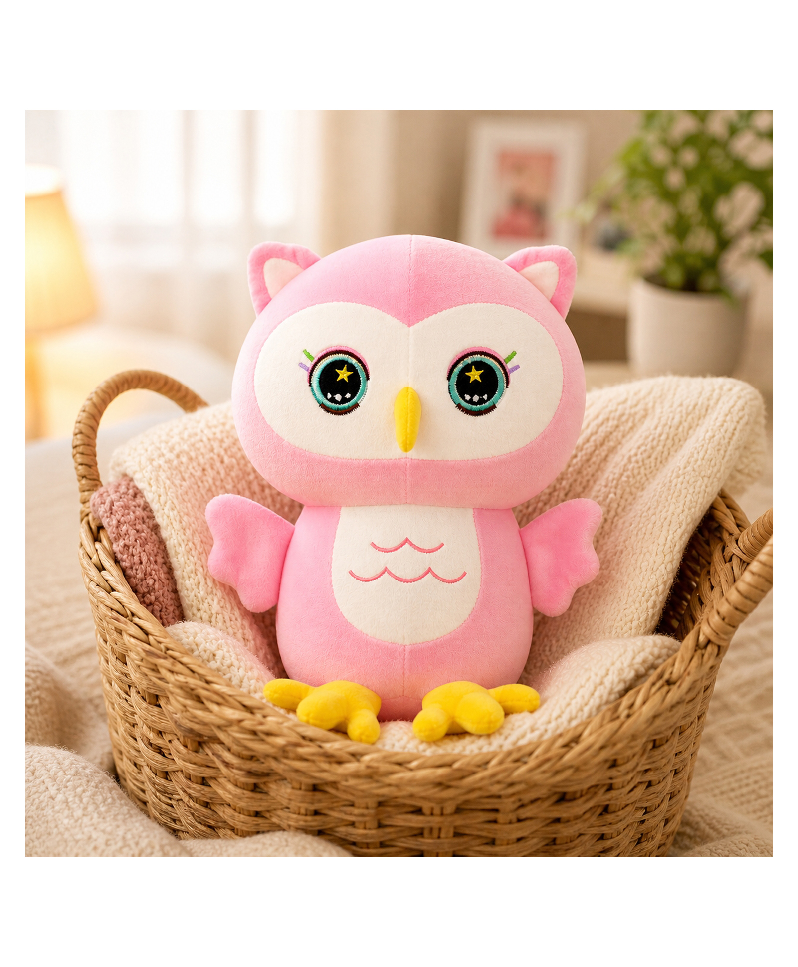 LITTLE HUNK 35 cm Dreamy Pink Owl Plush Toy Soft Cuddly Stuffed Animal for Kids-picture-15