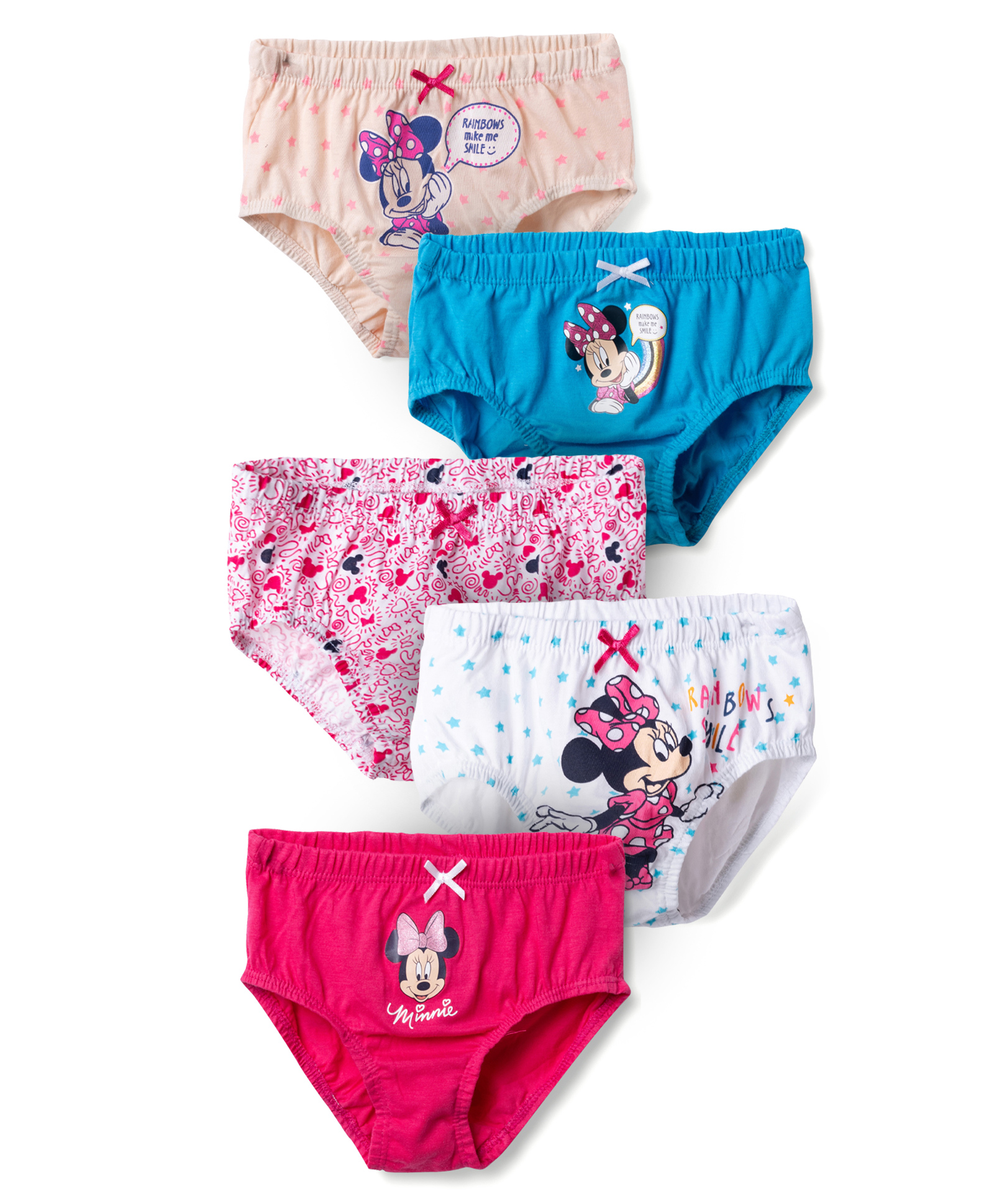 Disney By Bodycare Knit Panties With Minnie & Friends Print Pack of 5 - White Blue & Red-picture-11