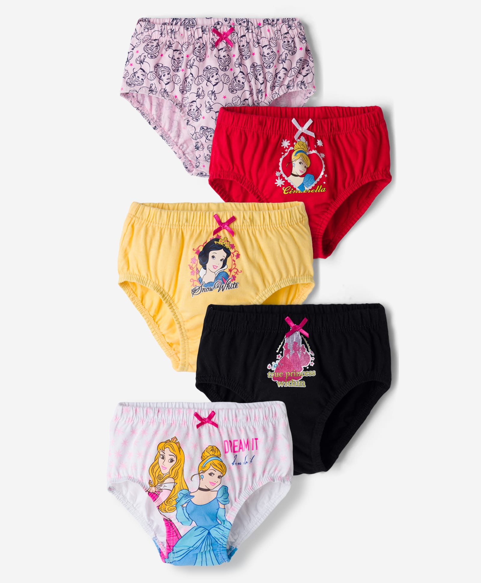 Disney By Bodycare Knitted Panties With Disney Princess Graphic & Bow Applique Pack Of 5 - White, Red, Black-picture-13