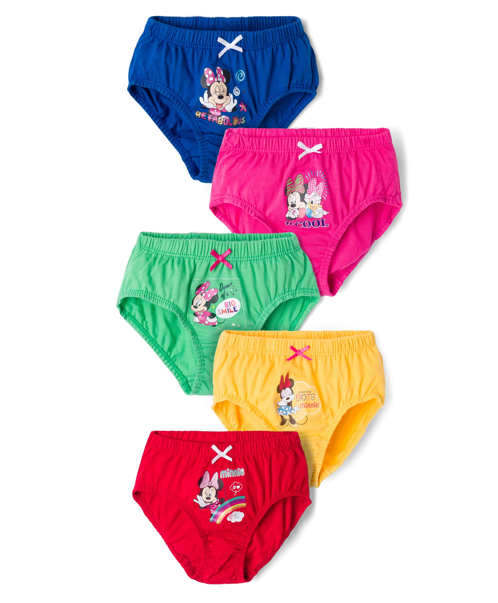 Disney By Bodycare Knitted Panties With Minnie Mouse Graphic & Bow Applique Pack Of 5 - Pink, Red & Blue-picture-25