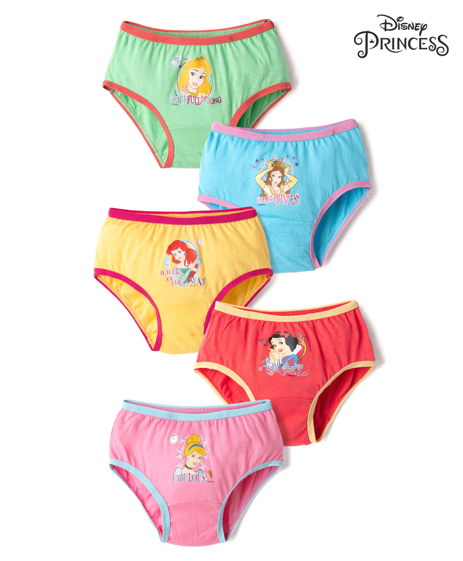 Disney By Bodycare Knit Panties with Disney Princes Print Pack of 5 - Sea Green Yellow & Red-picture-25