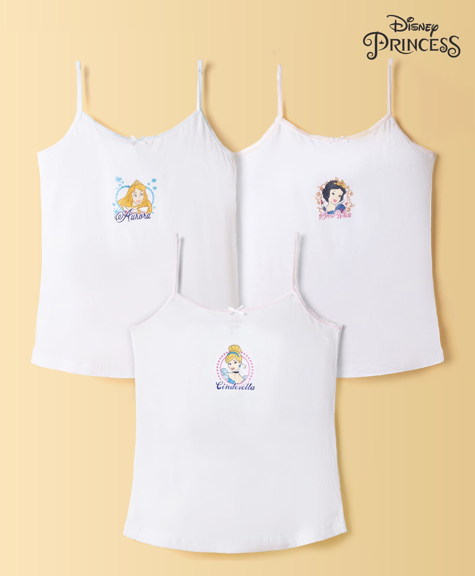 Disney By Bodycare Knit Sleeveless Slips with Disney Princess Print Pack of 3 - White-picture-12