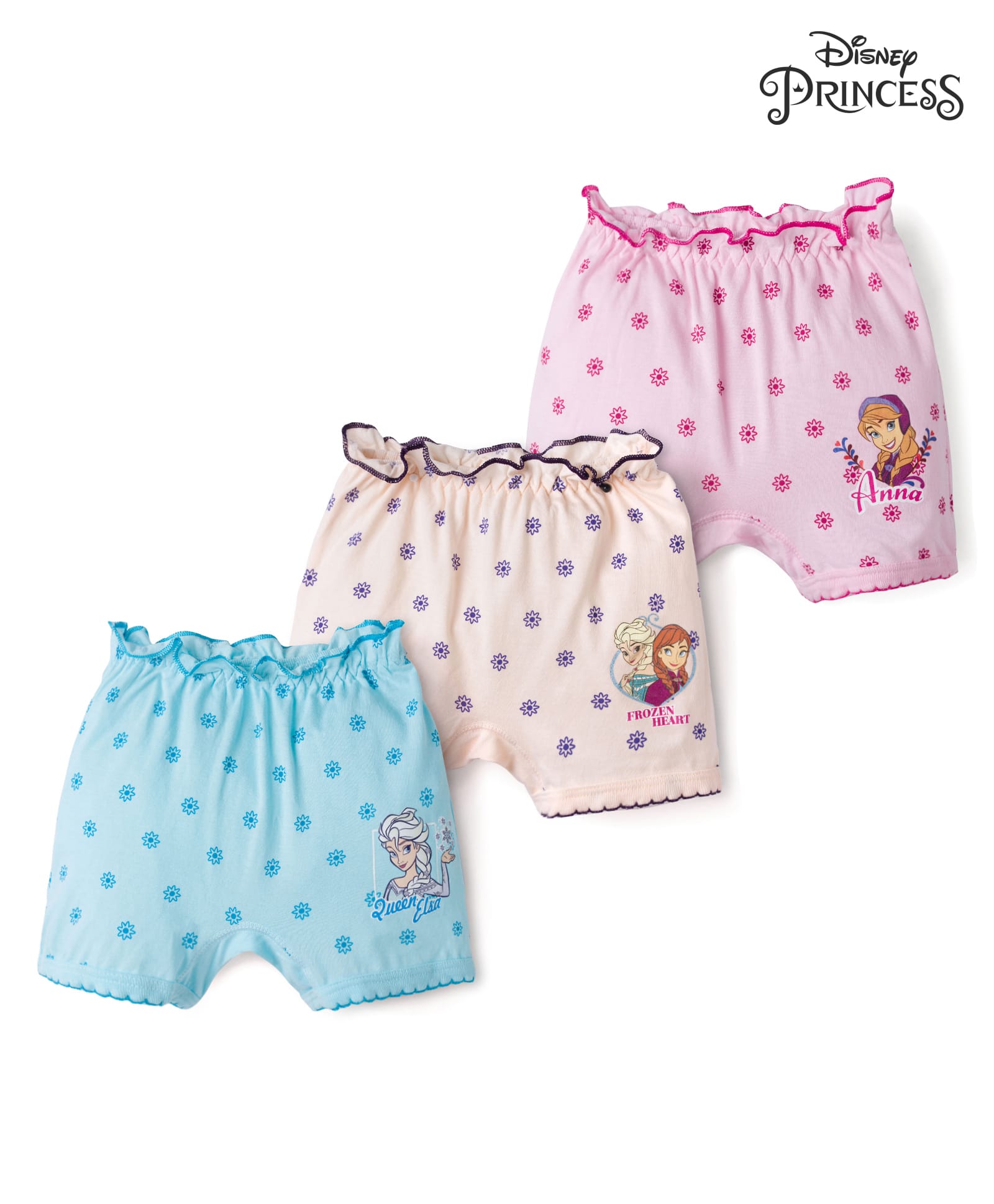Disney By Bodycare Knit Bloomers with Disney Frozen Print Pack of 3 - Pink Peach & Light Blue-image-35