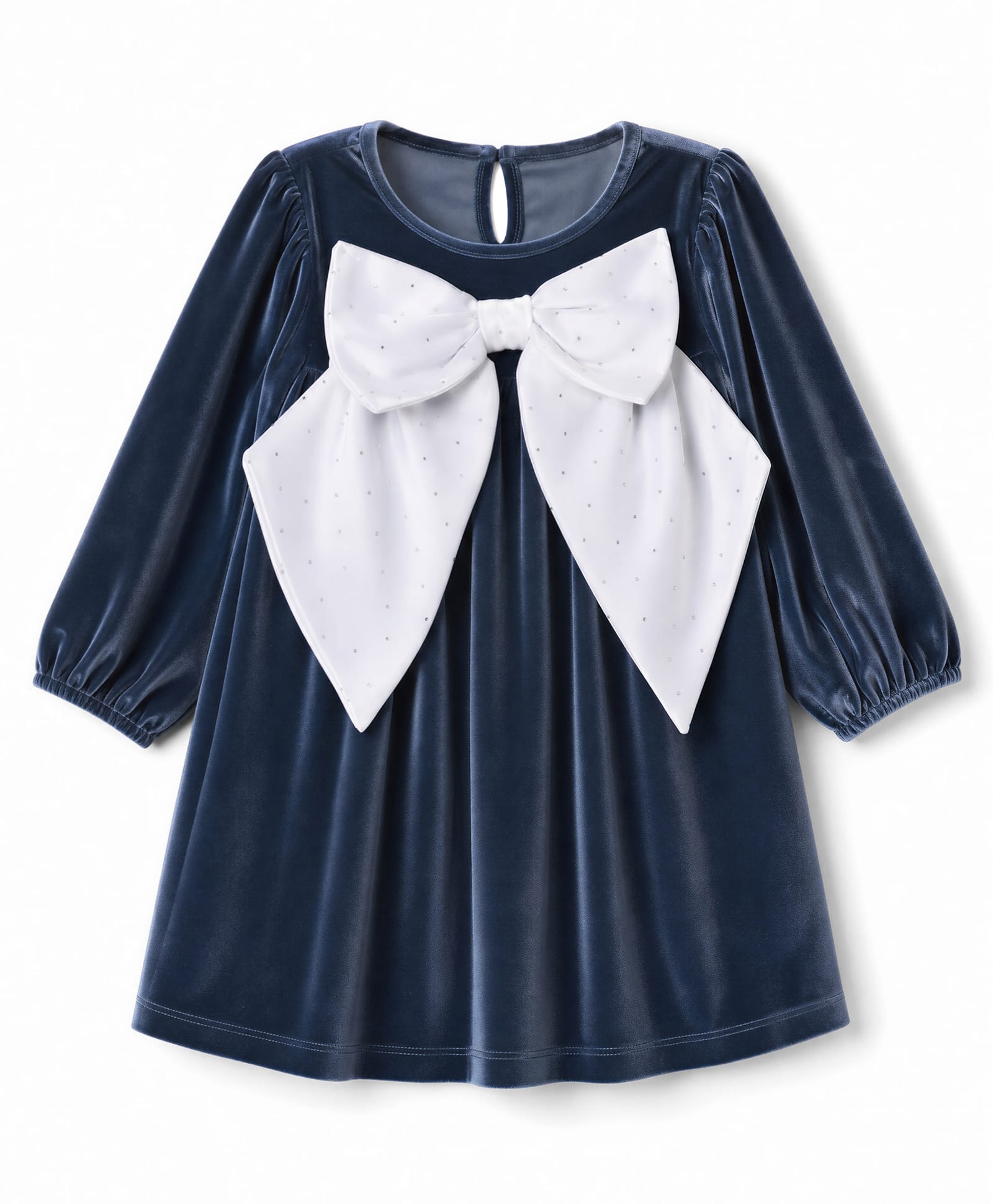 Bonfino Woven A-line Party Dress With Oversized Diamonte Detail Bow - Teal Blue-image-22