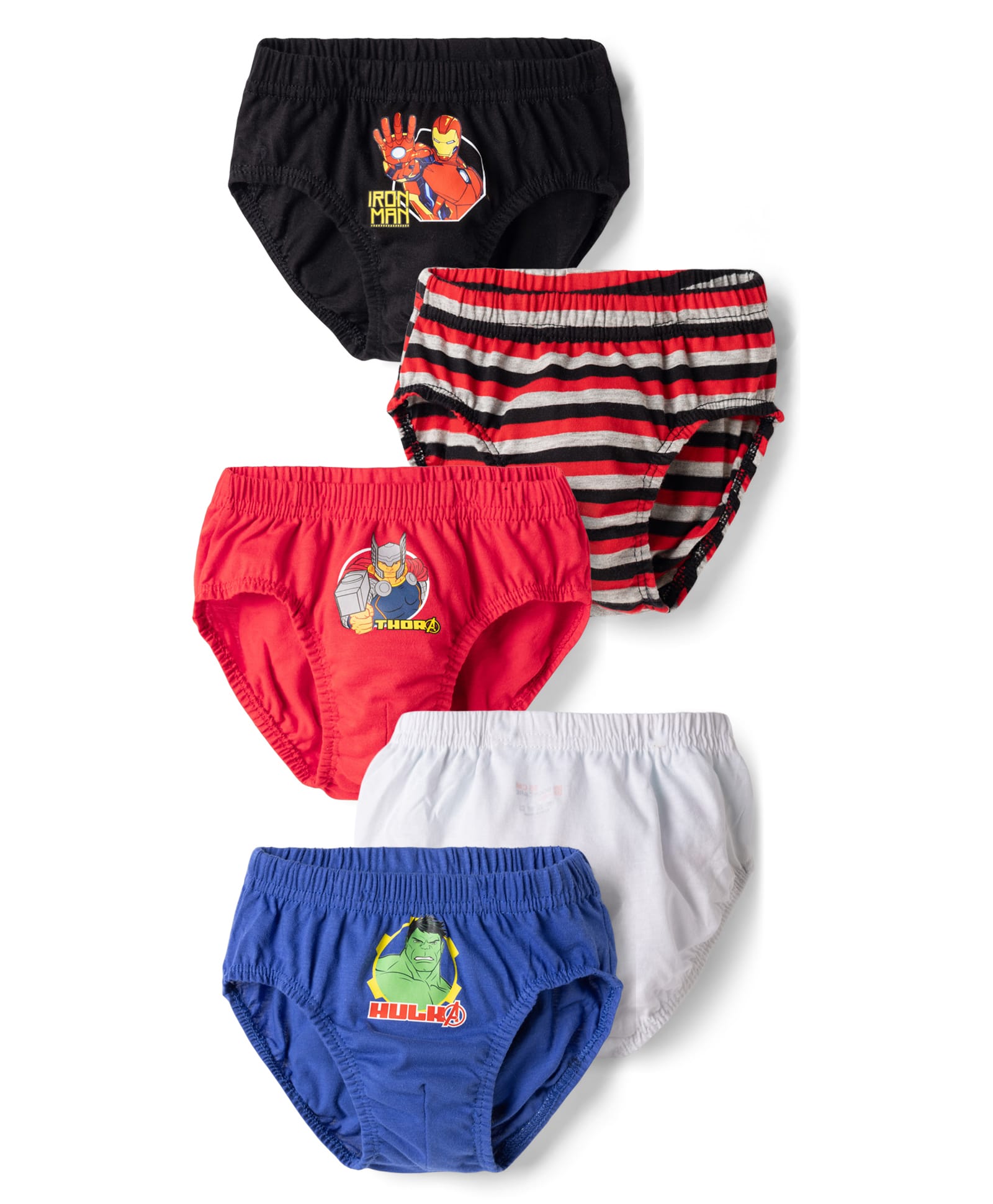 Marvel by Bodycare Knitted Striped Briefs With Marvel Avengers Graphic Pack Of 5 - Black, Red & White-image-8